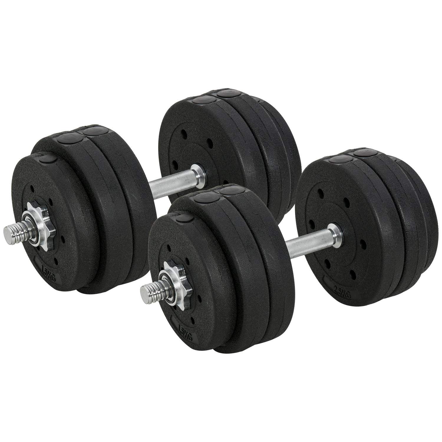 Håndvægtssæt 30Kg Stål PU Sort til Home Gym