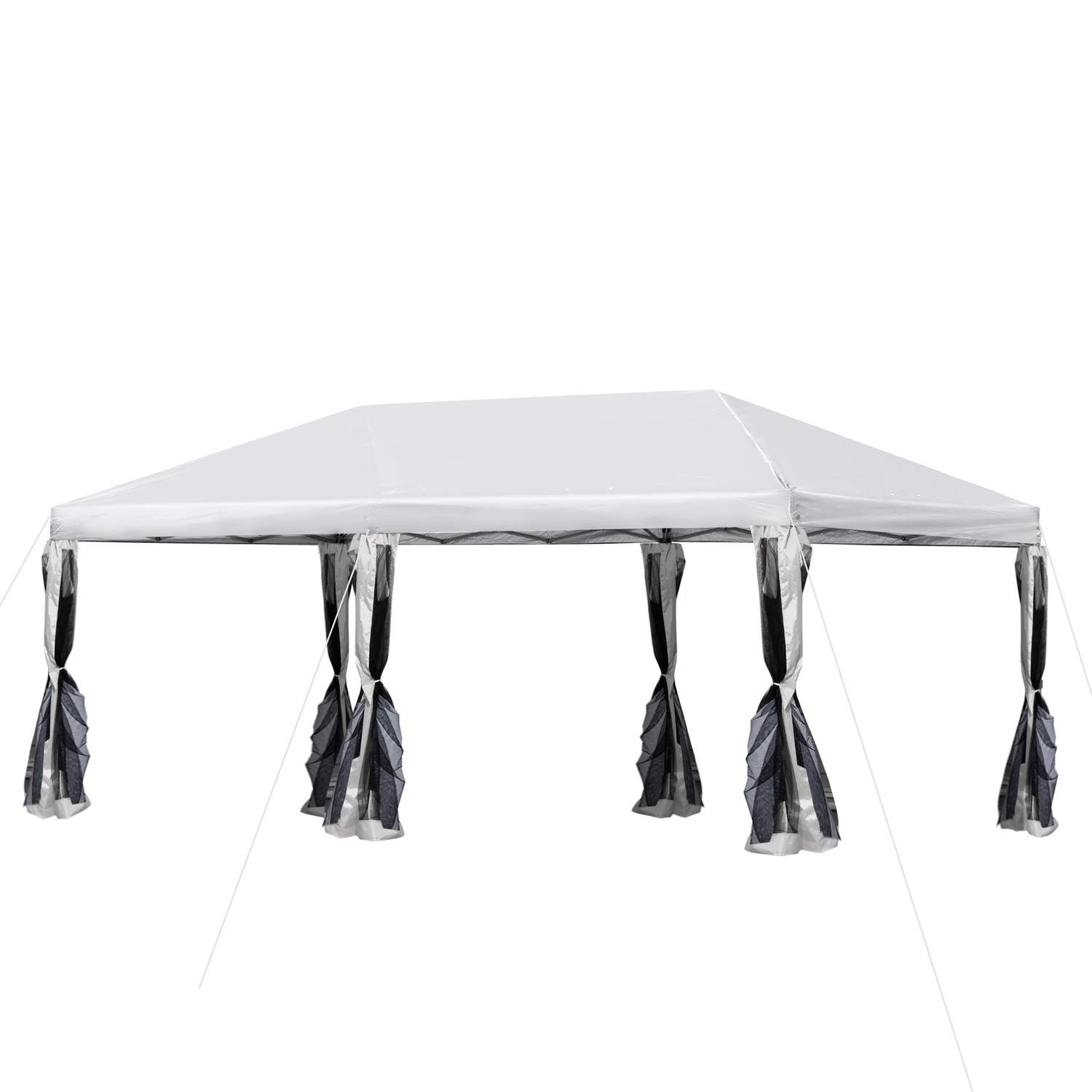 Sammenfoldelig cremehvid lysthus med taske 5,9x2,95x2,5m