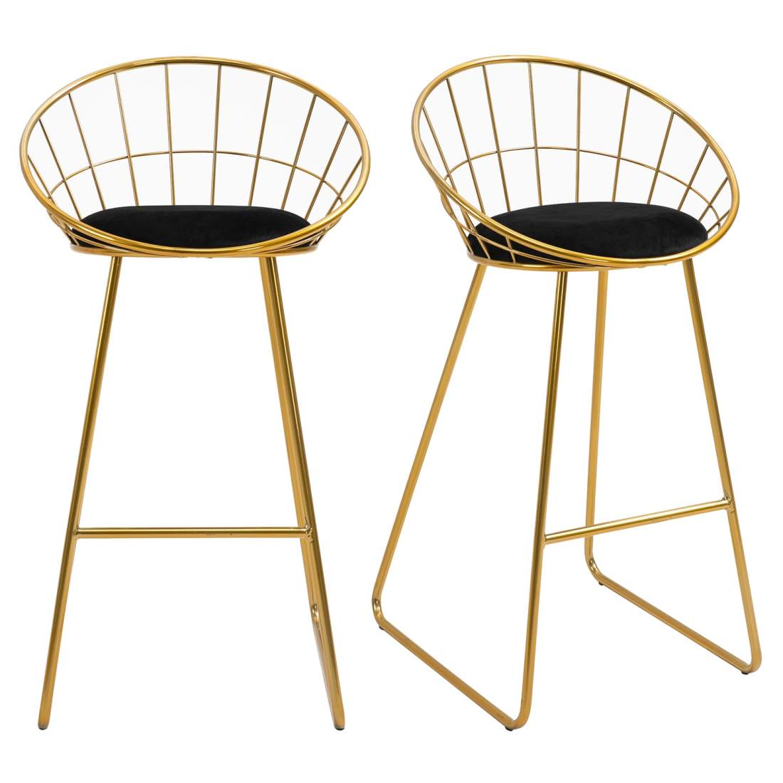 Barstol Set Velvet Touch, Guld/Svart, Ryggstöd | Hem & Hobby | Pryloteket