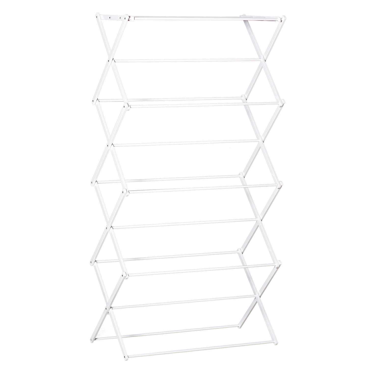 Sammenklappeligt tøjstativ 8 niveauer Hvid 74x35x144cm