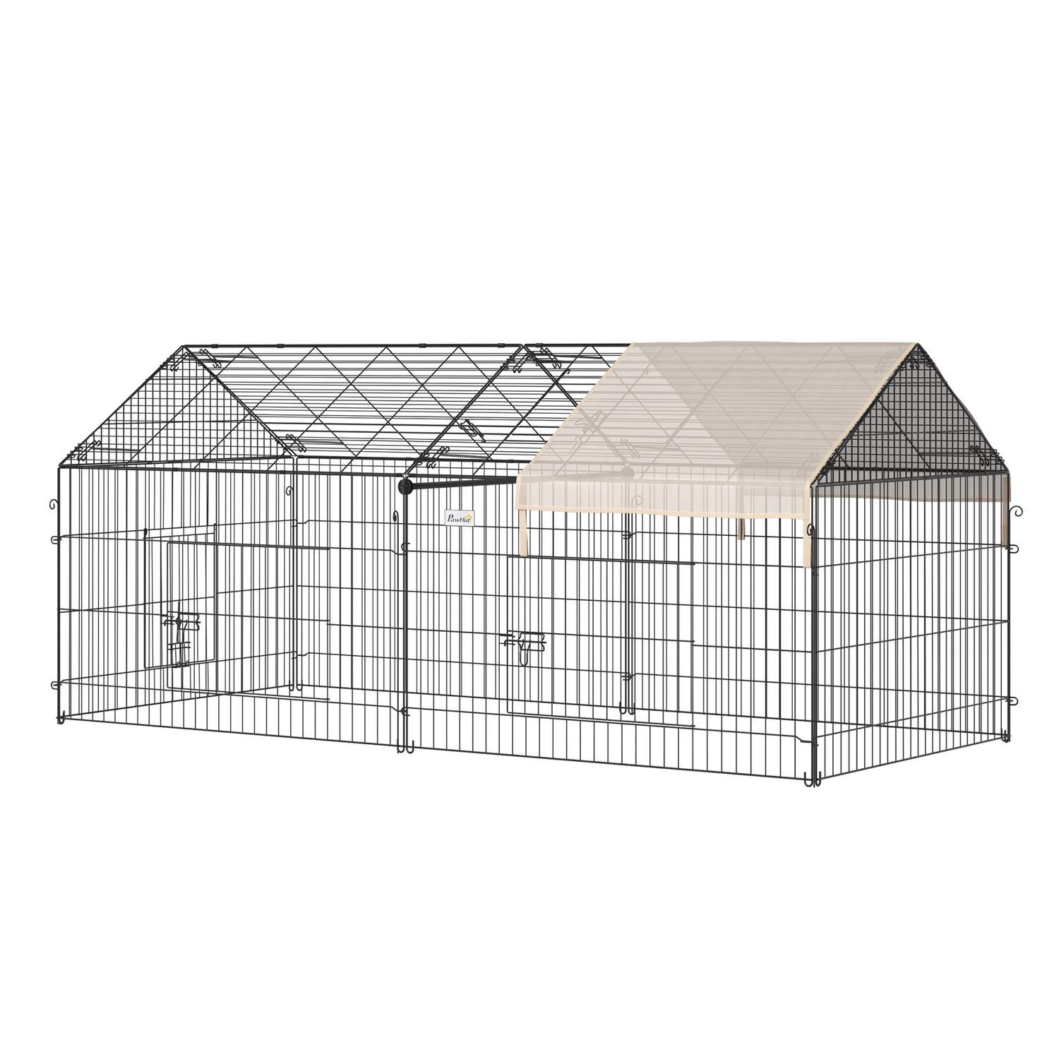 Udendørs kanin indhegning Metal Beige/Sort 220x103x103 cm