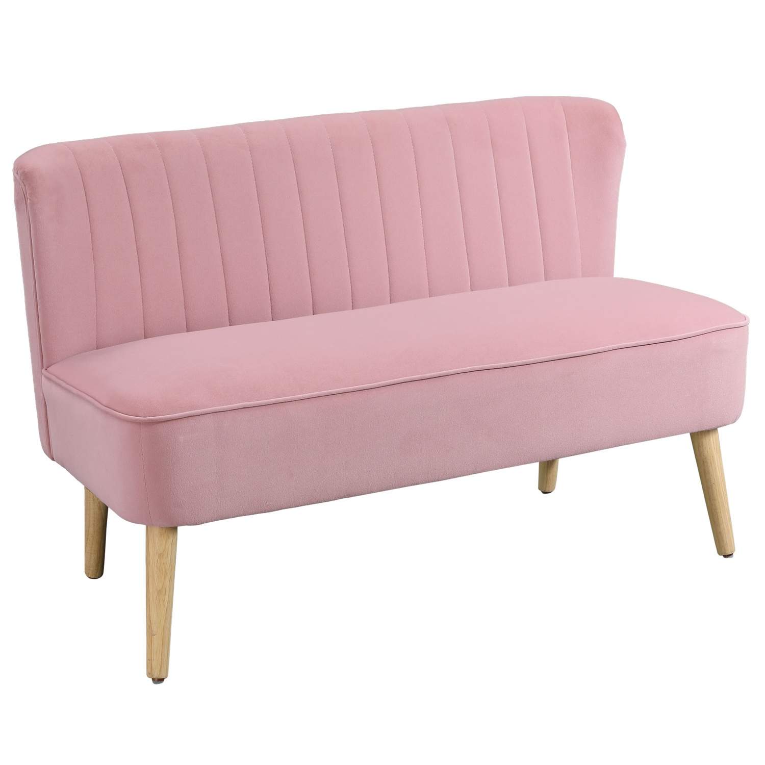 Pink 2-personers stofsofa i fløjlslignende polyester