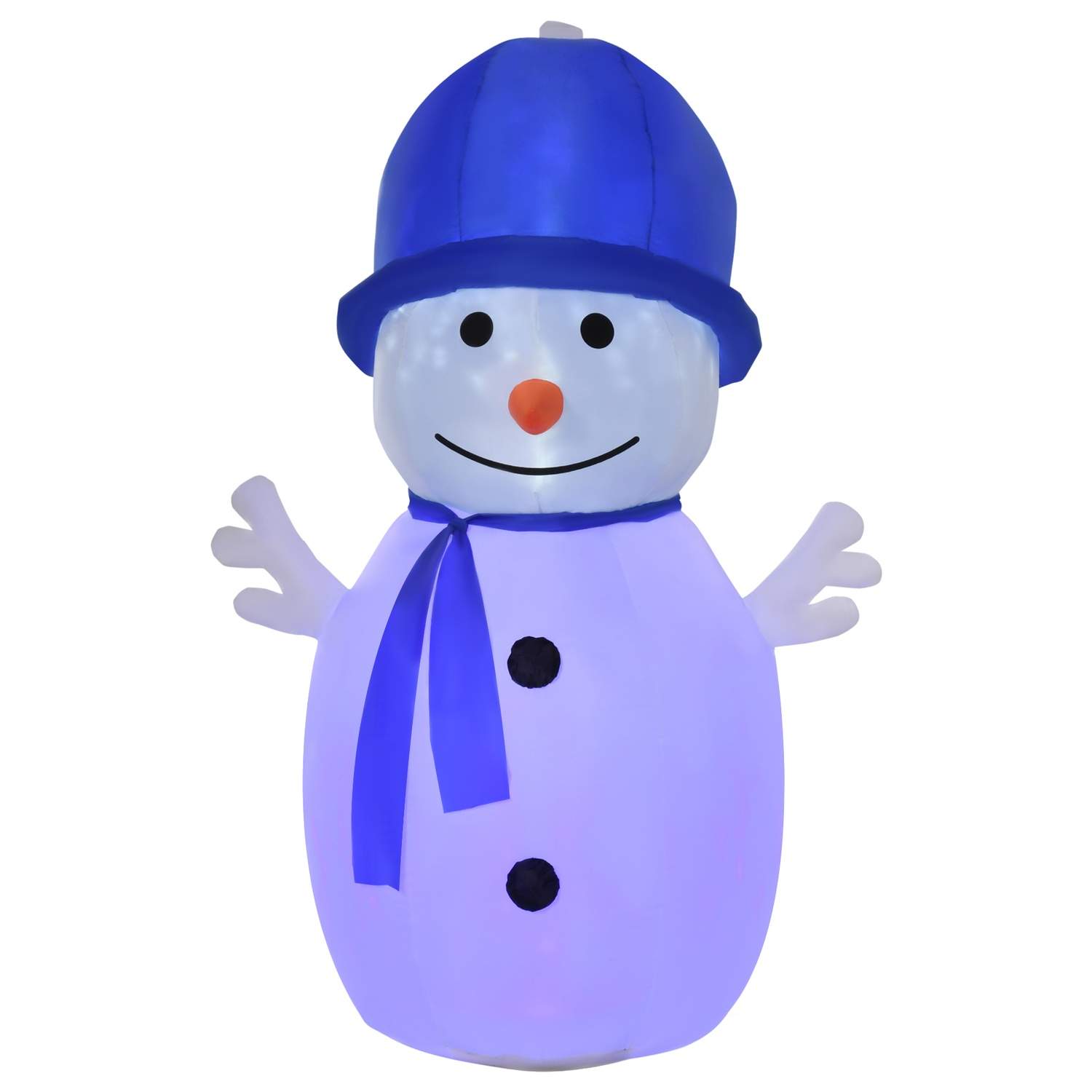 Oppustelig snemand med LED-lys til jul