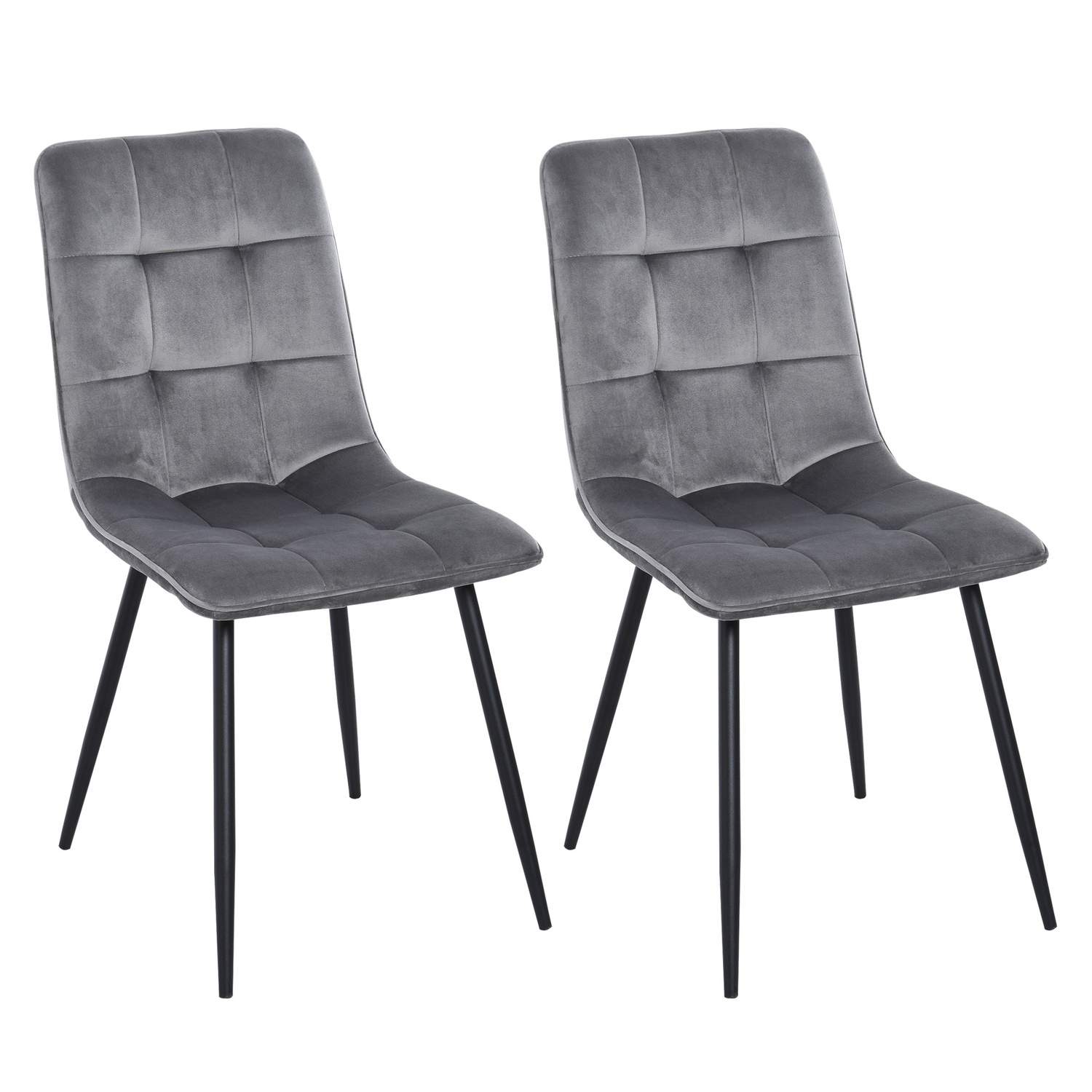 2 pehmustettua ruokapöydän tuolia vaahtometalliharmaa ja musta