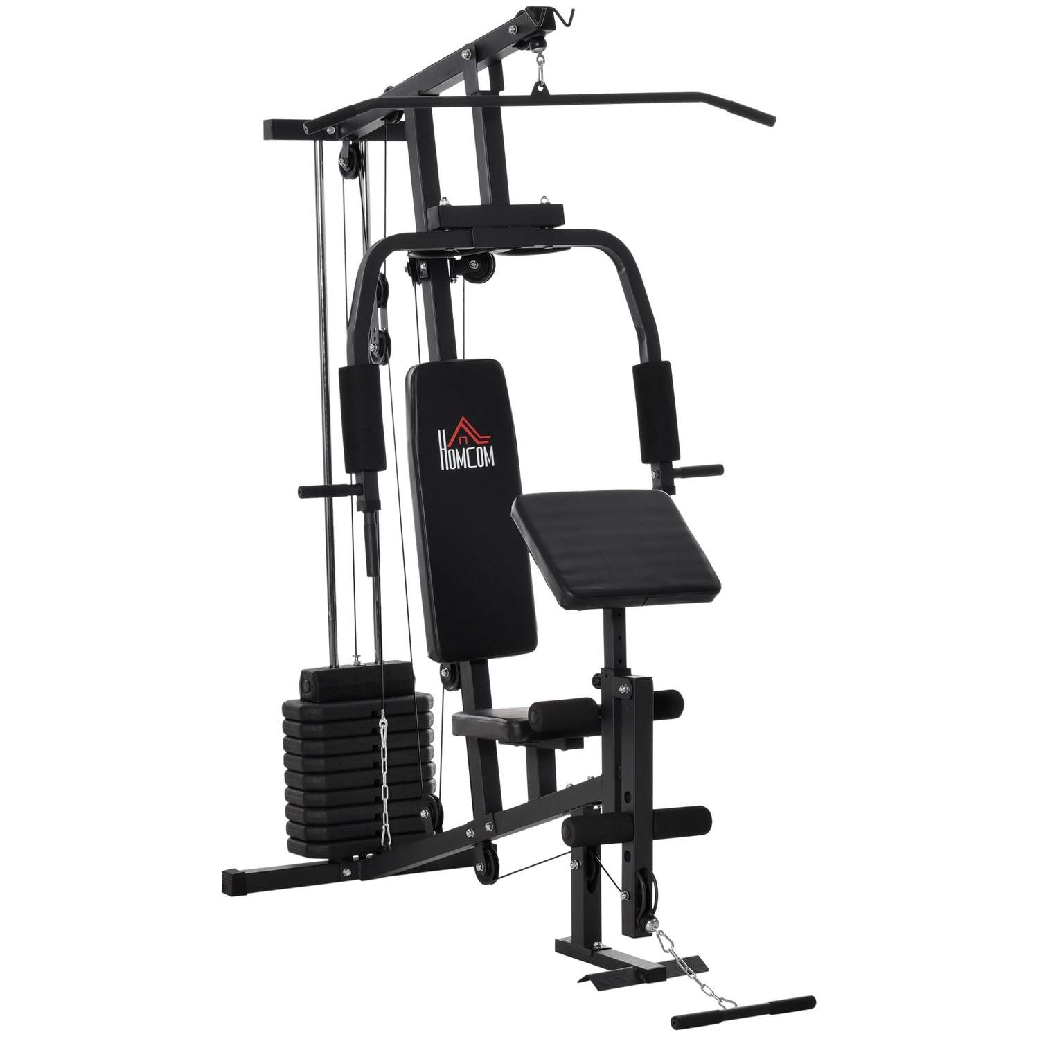 Multigym Fitness station med vægte, sort stål