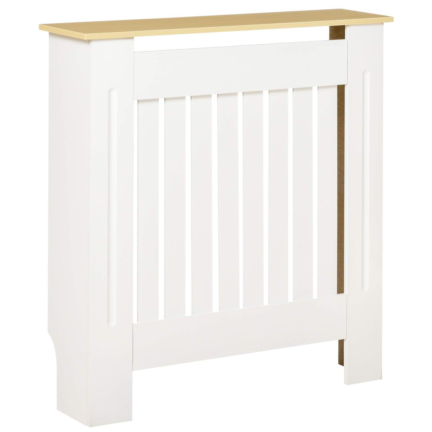 Elegant hvidt radiatordæksel i MDF, 78x19x83 cm