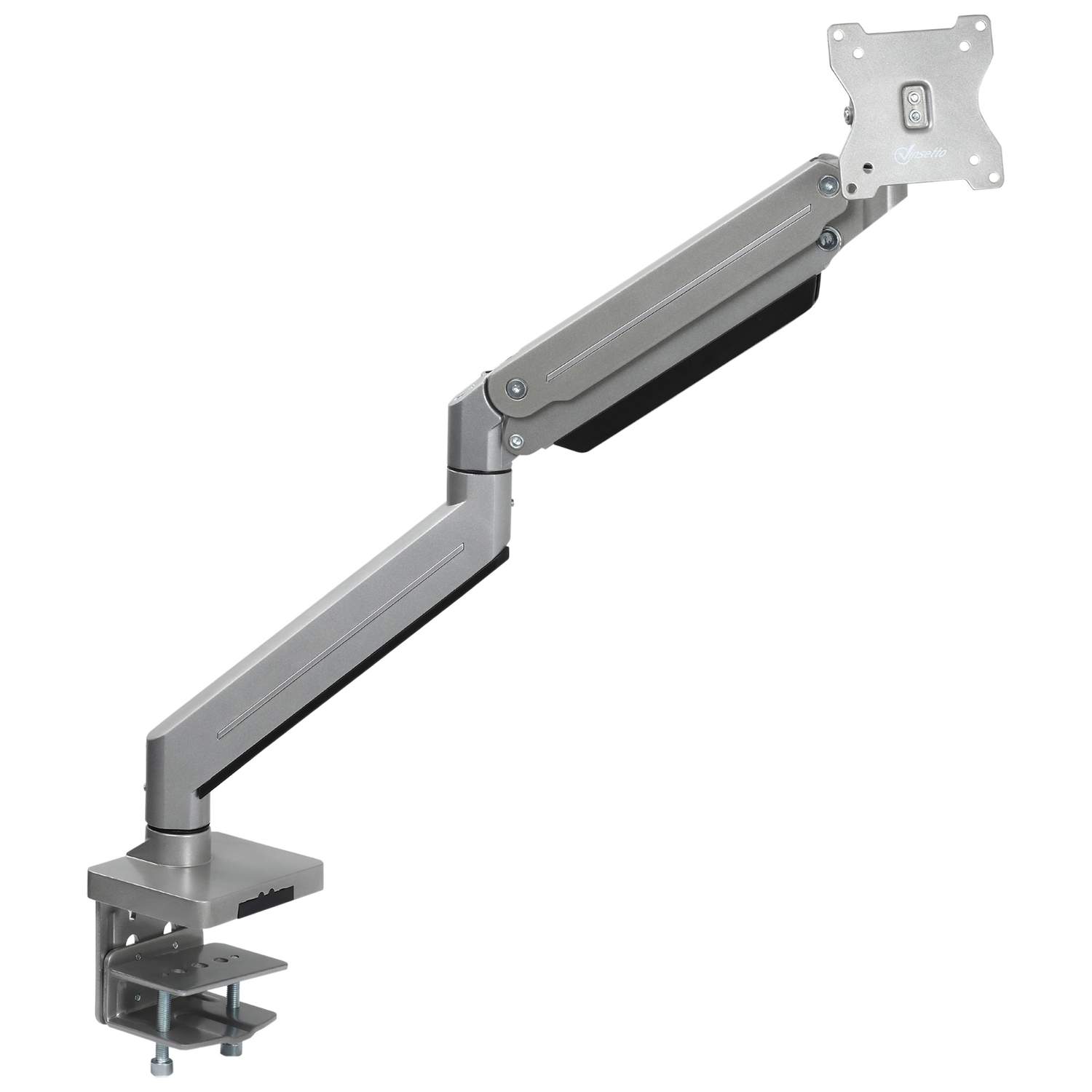 Højdejusterbar skærmholder i sølv