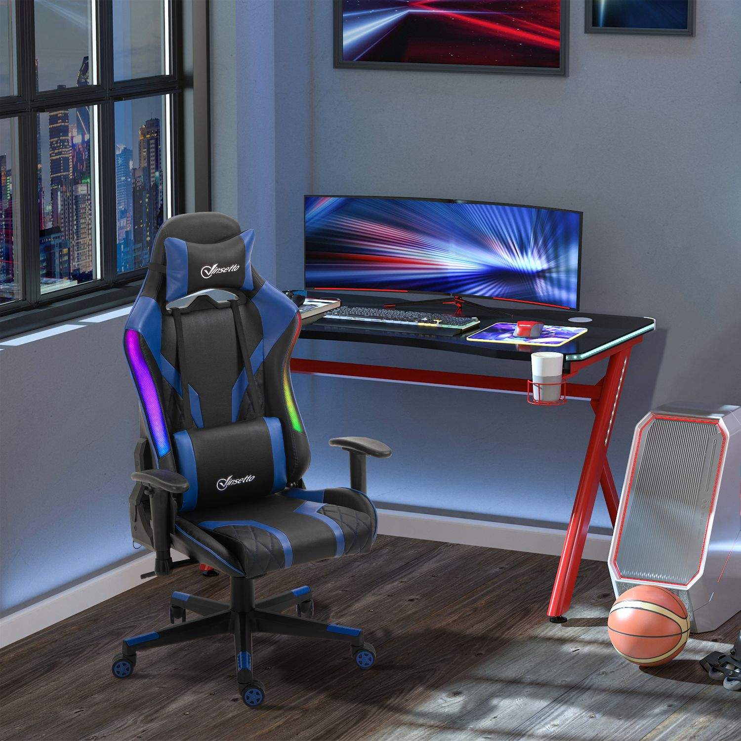 Ergonomisk Gamingstol med LED och Armstöd