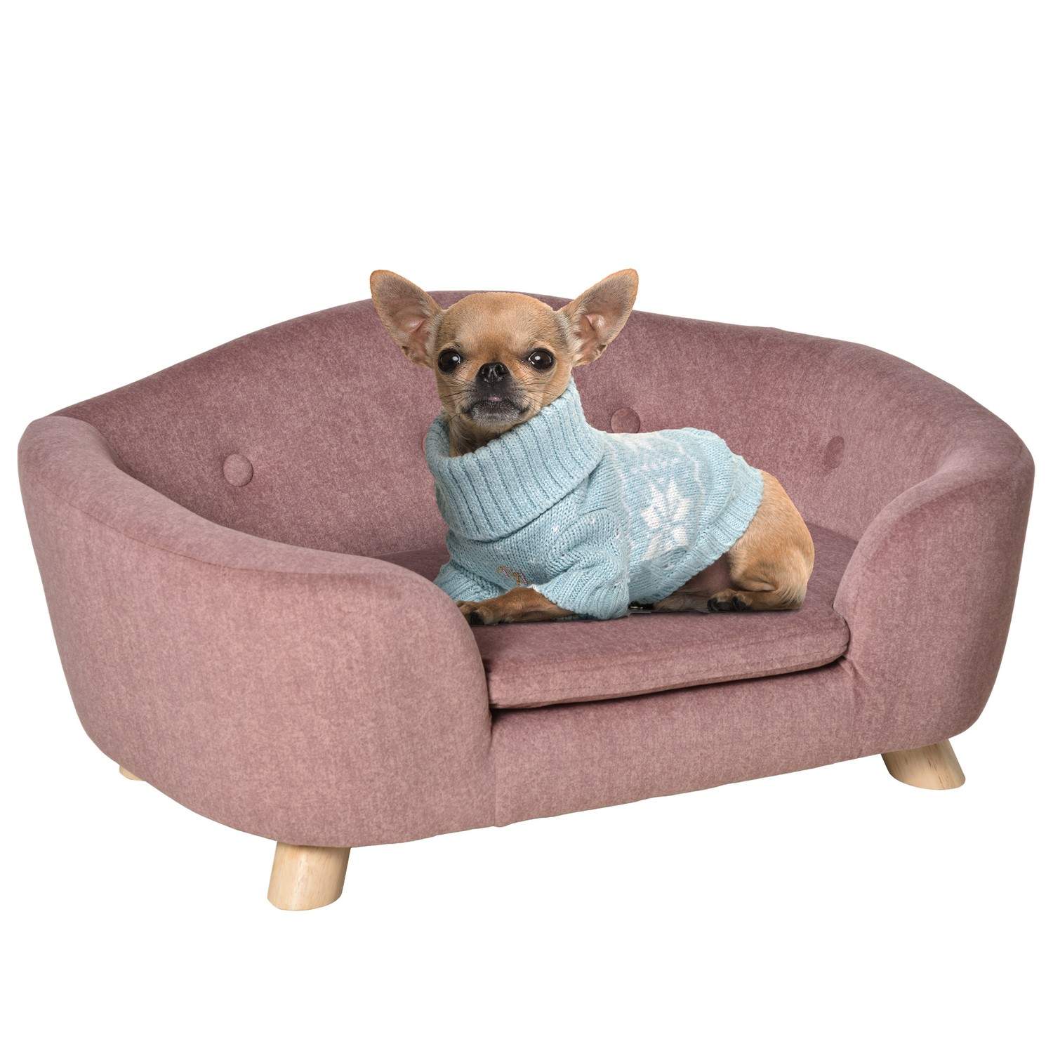 Pink Hundesofa med pude og ryglomme 70x47x30 cm