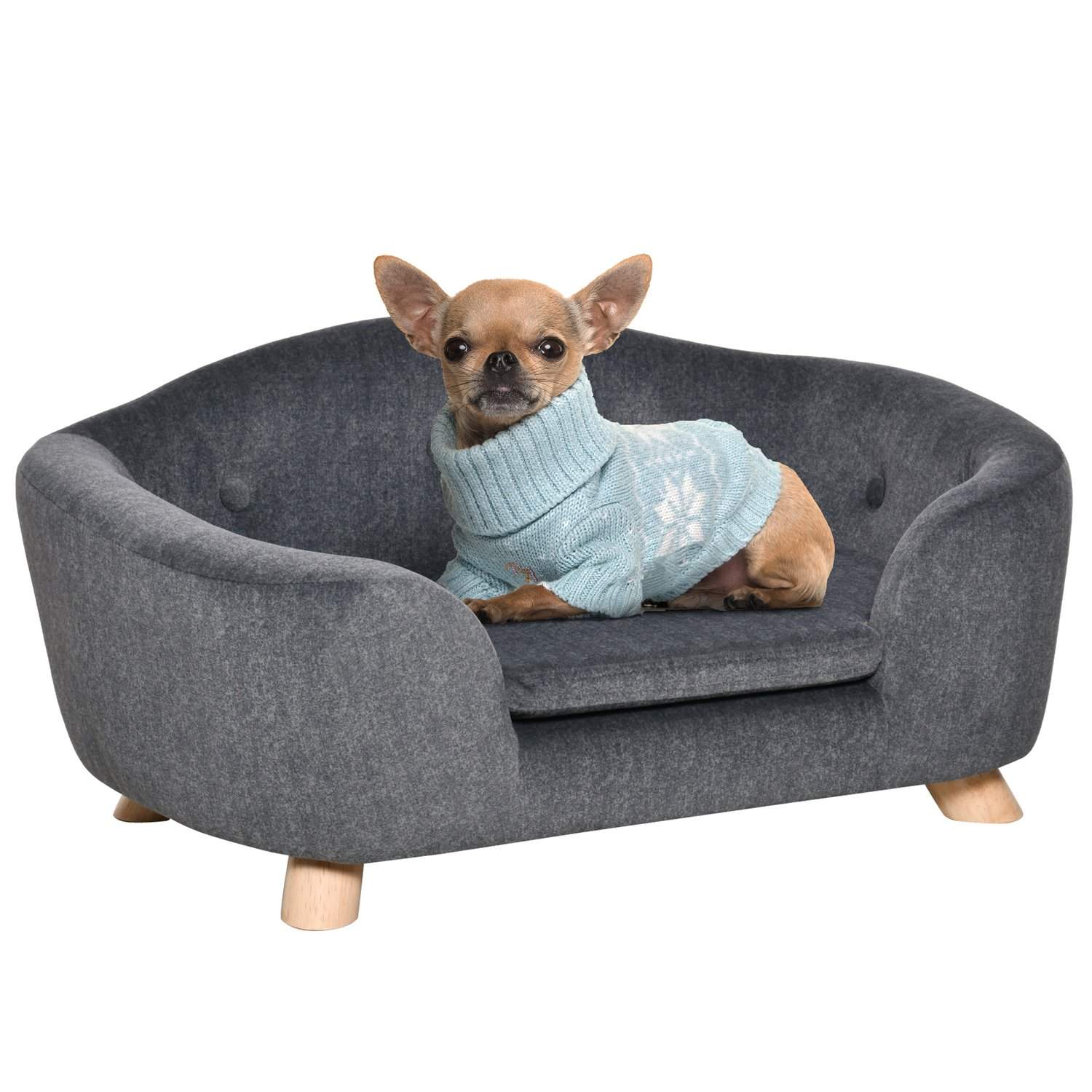 Plys hundesofa med pude og baglomme