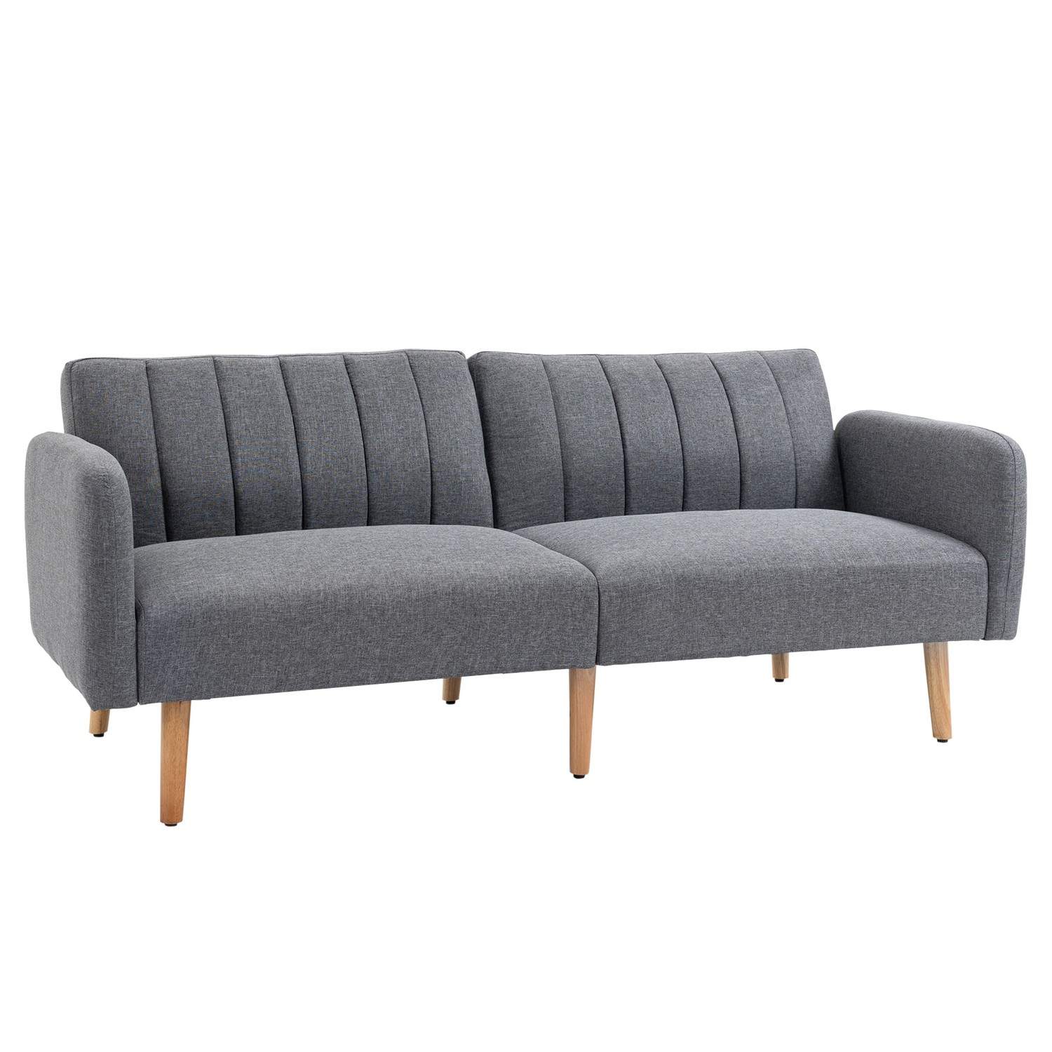 Grå 2-personers sammenklappelig sovesofa i hørlook