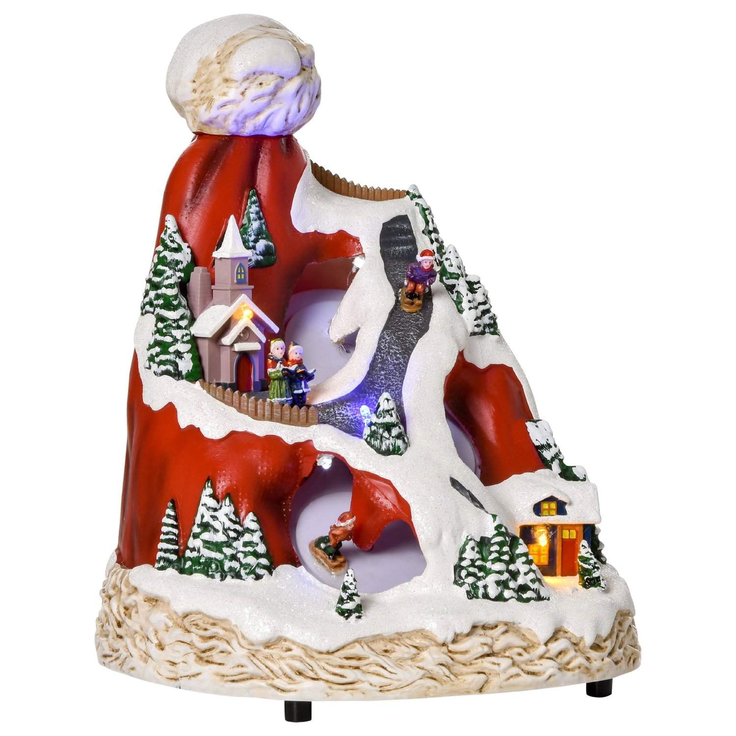 Flerfarvet juleby med LED og musik 19x18,5x24 cm