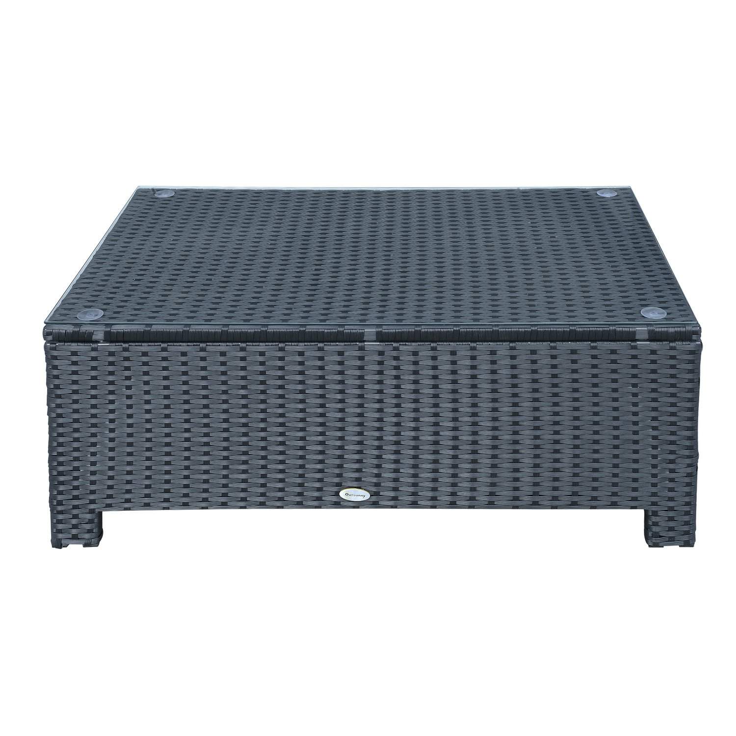Sofabord Polyrattan Sort, Vejrbestandig 85x50x39cm