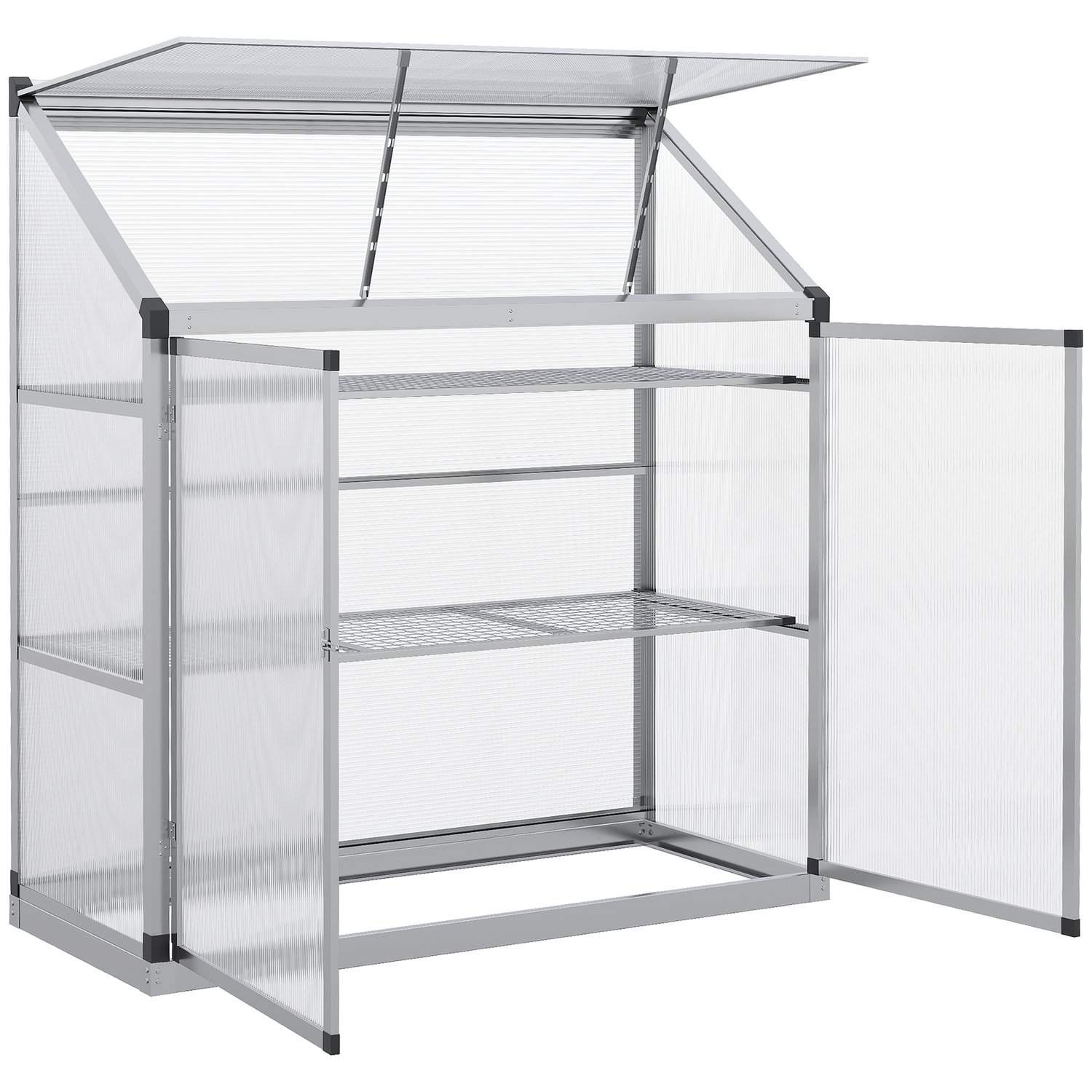 Drivhus i aluminium med 3 plan, 131x58x139,5 cm