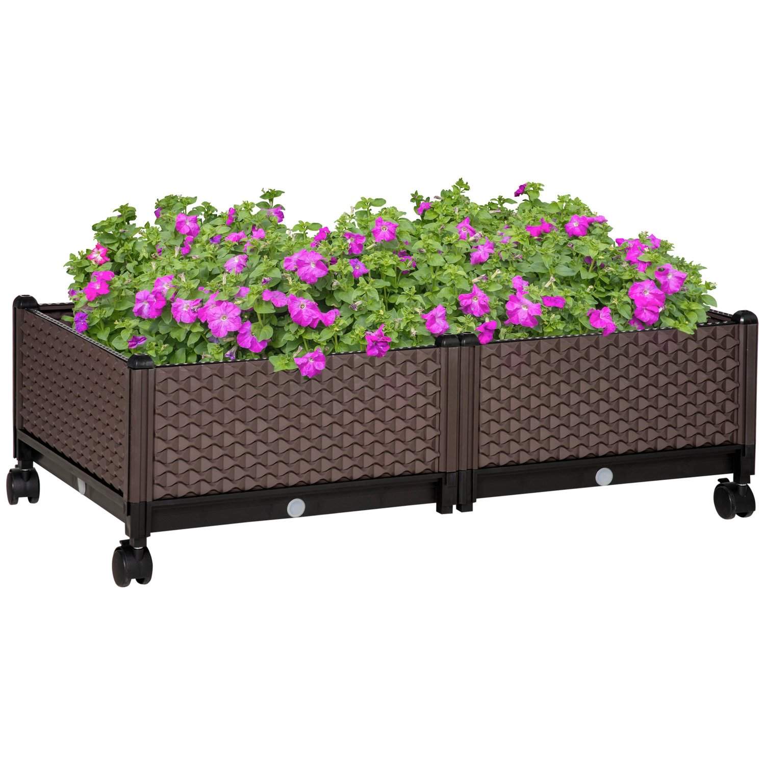 Hævet plantekassesæt med hjul og afløb