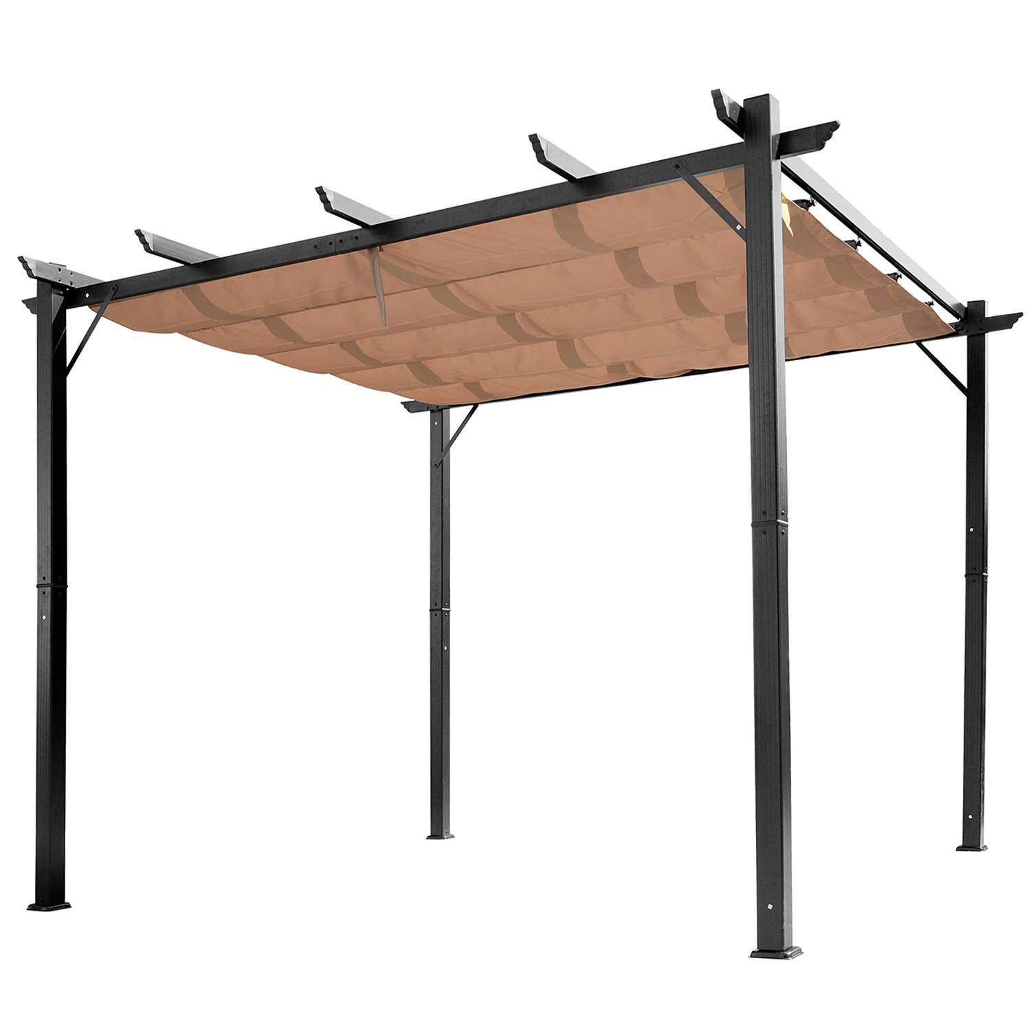 Justerbar Pergola Gazebo 3x4m Grå/Brun Aluminium