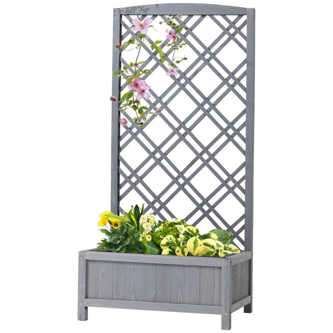 Grå Träbäddkruka med Spaljé 60x30x122,5 cm | Hem & Hobby | Pryloteket