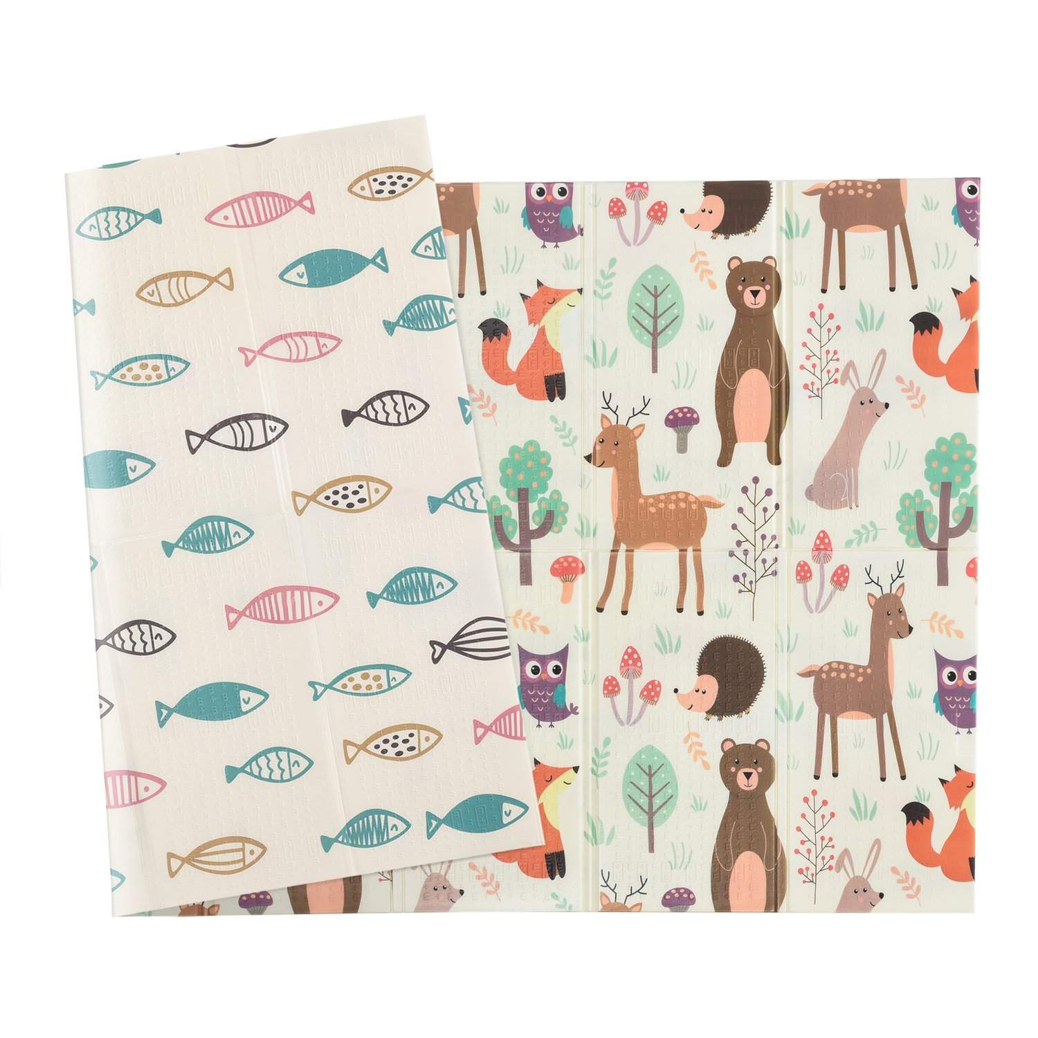 To-sidet foldbar legemåtte til børn, dyr og fisk