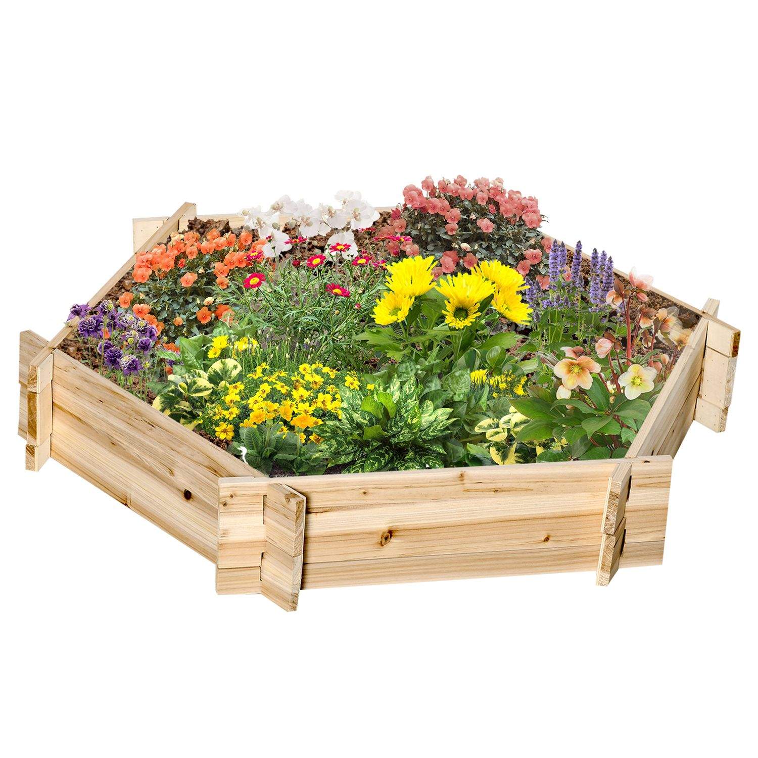 Sekskantet trækrukke til altan 100x92x16 cm