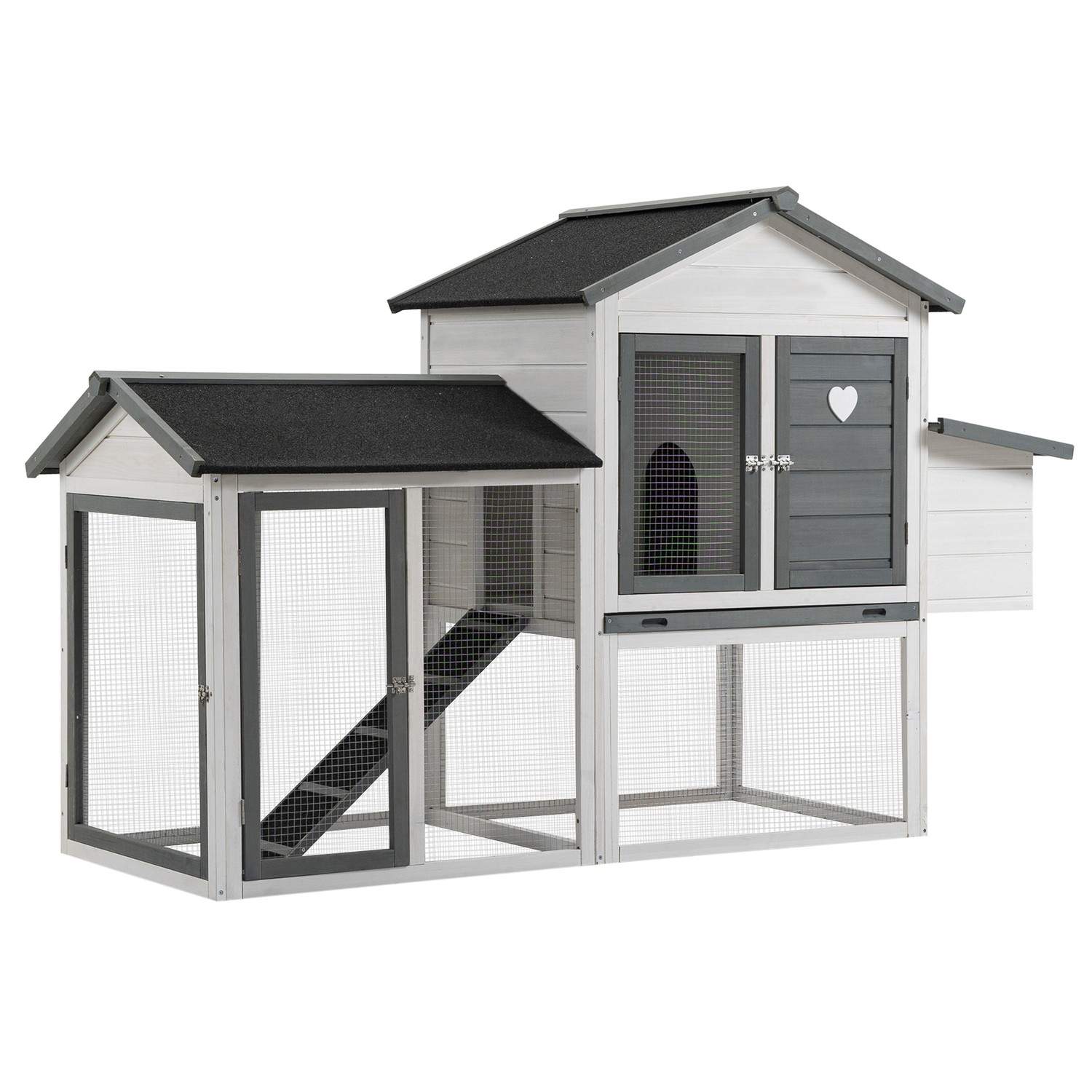 Vintersikret hønsehus i gran med 2 niveauer