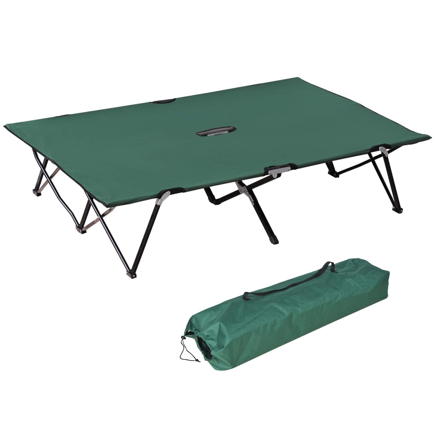 Sammenklappelig campingseng til 2, Grøn/Sort