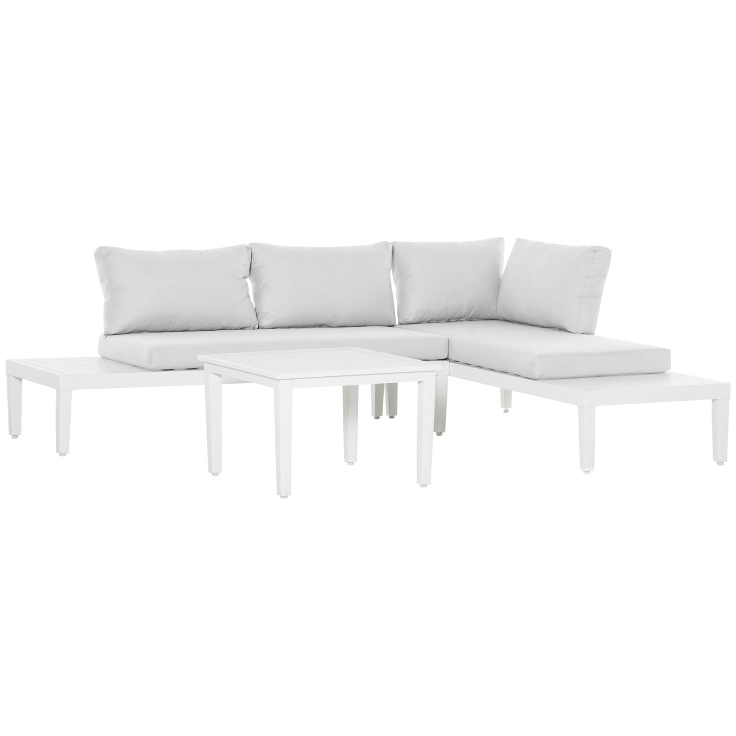 L-formet havesofa i aluminium, cremehvid