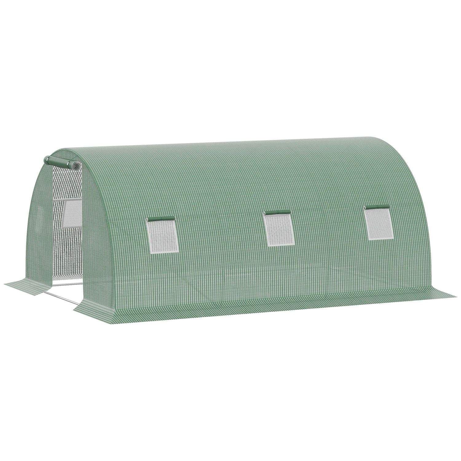Drivhus Polytunnel 4,5x3m, 6 Vinduer, Frostsikring