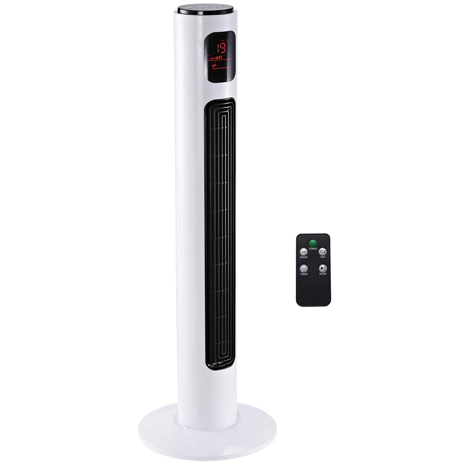 Oscillerende piedestalventilator 96cm, 3 positioner, hvid/sort