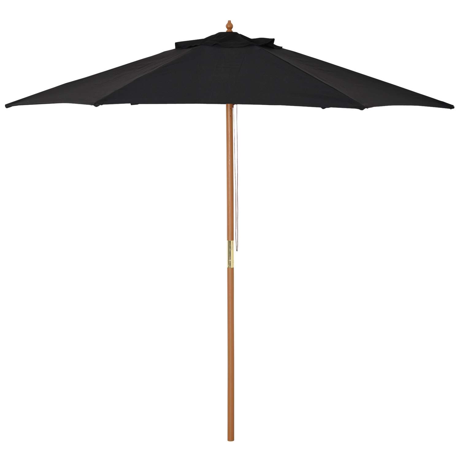 Sort haveparasol med solbeskyttelse, bambus og polyester