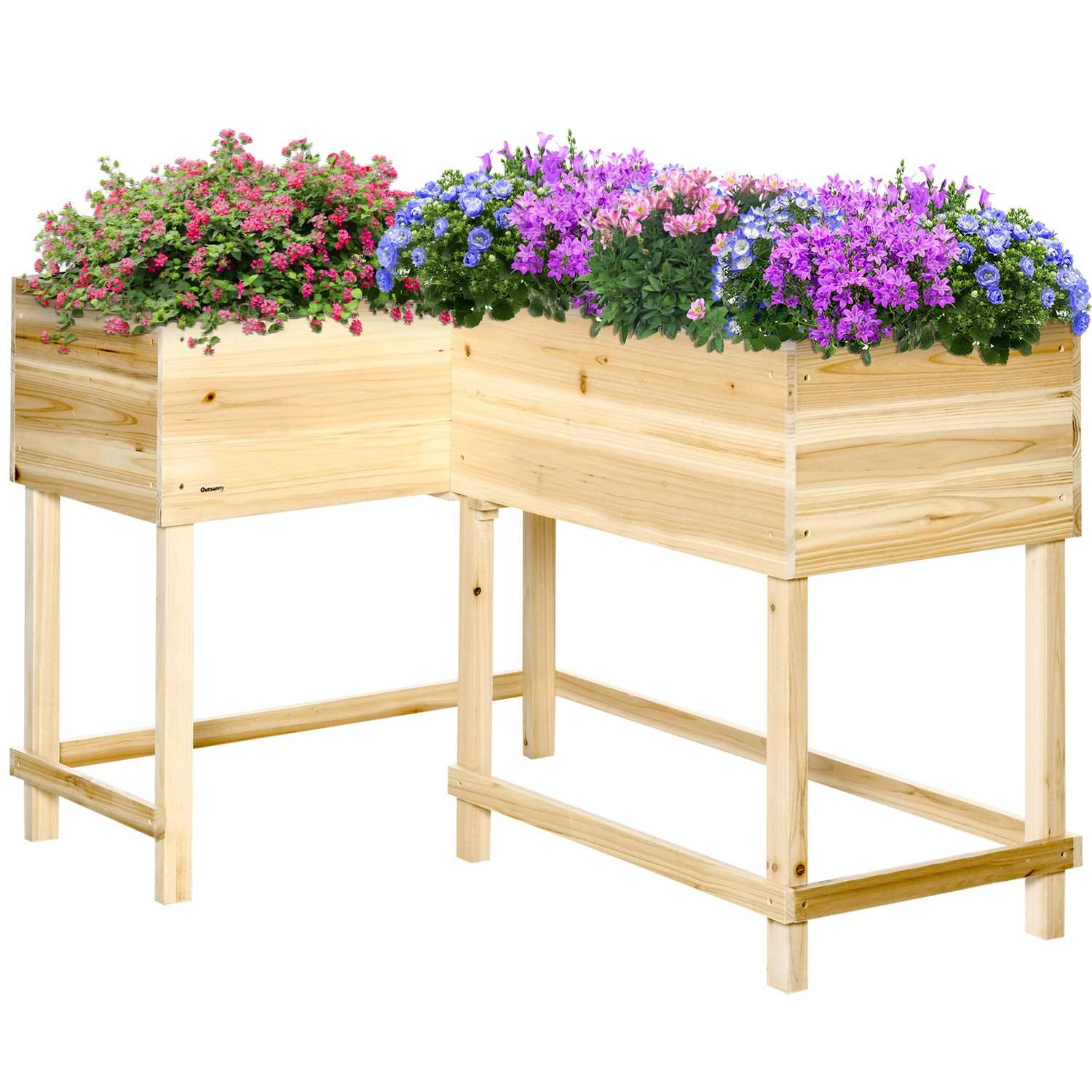 Hævet træplantekasse med vandingssystem 122x91x81 cm