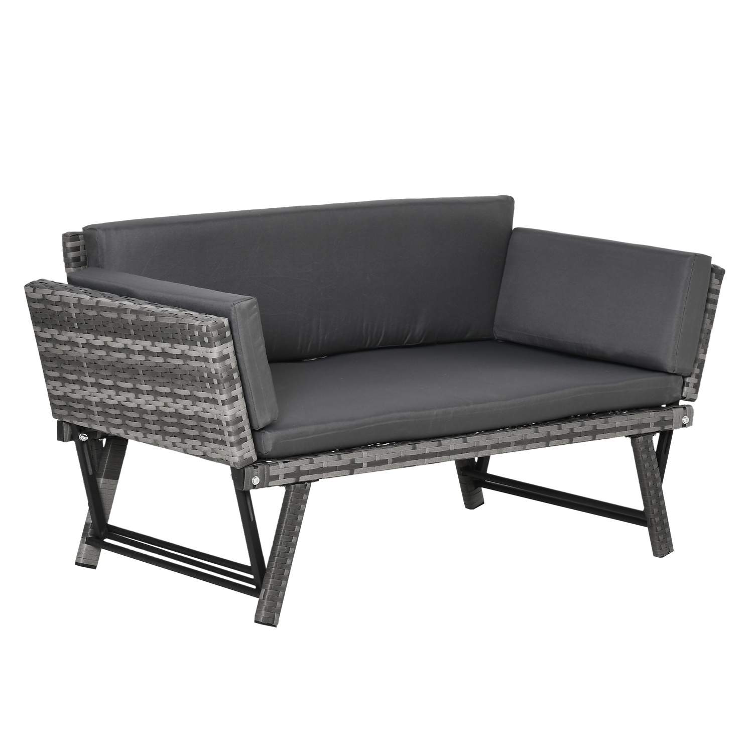 Grå 2-personers havesofa i polyrattan