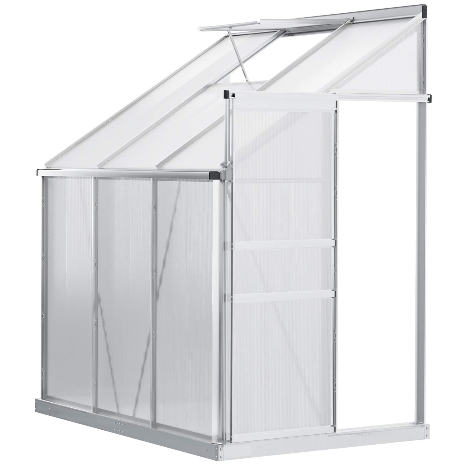 Drivhus i aluminium med vinduesdør 192x127x214 cm