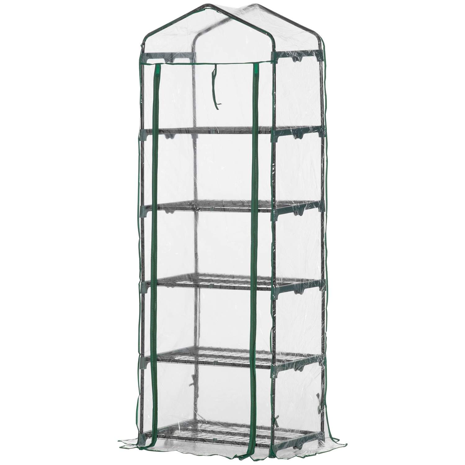 Transparent foliedrivhus med 5 hylder 69x49x193 cm