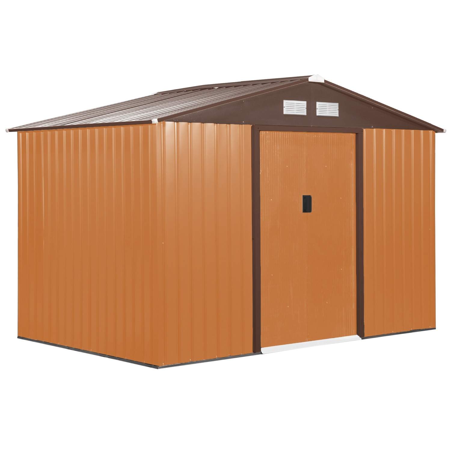 Gult vejrbestandigt redskabsskur med bund 277x195x192cm