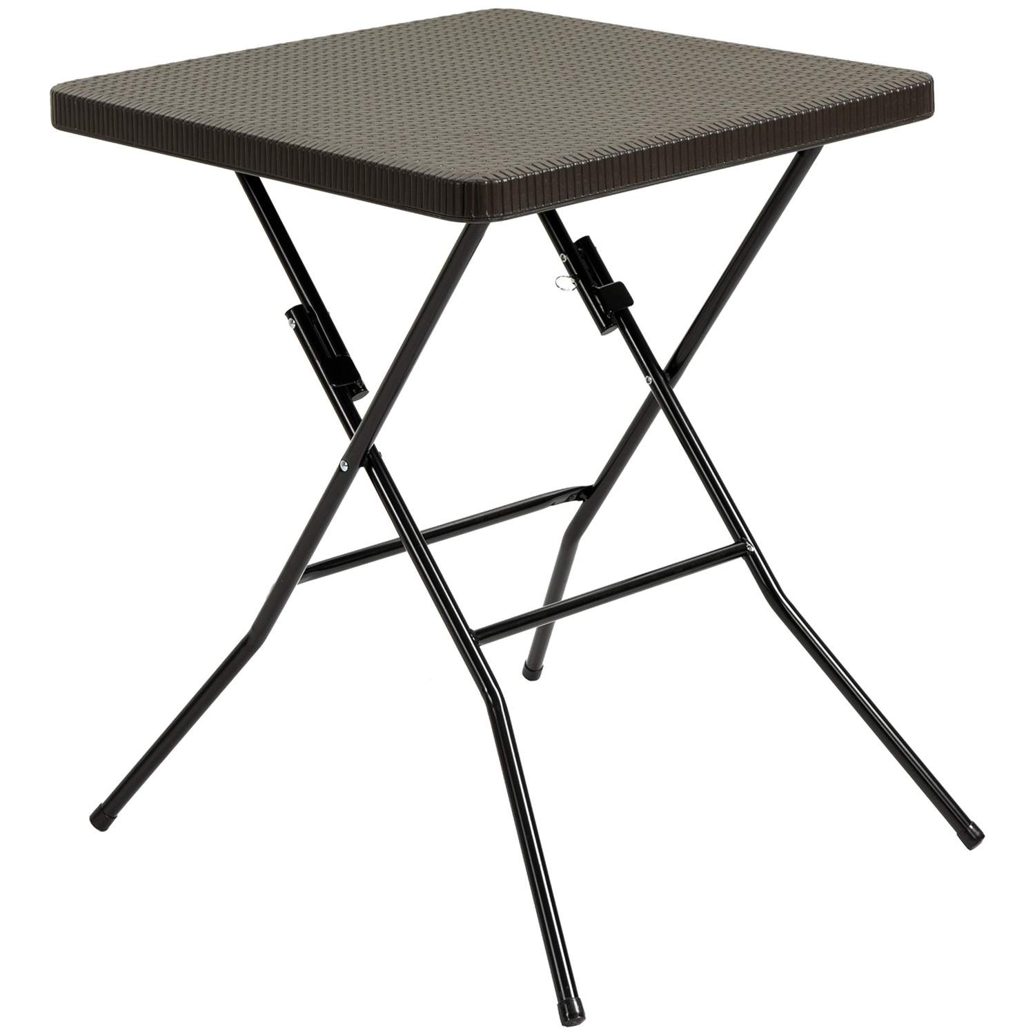 Brunt sammenklappeligt metalhavebord 60x60x74 cm