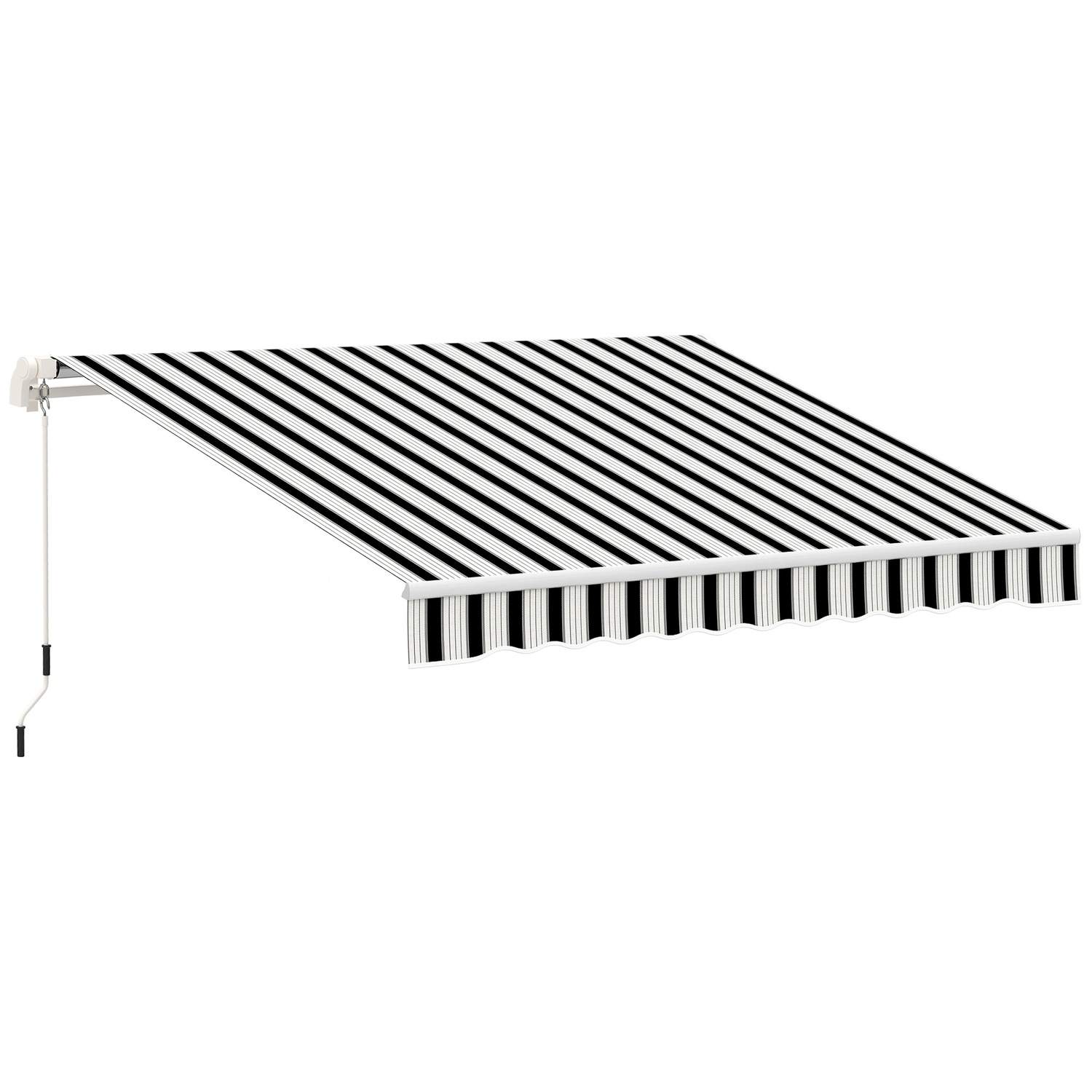 Manuelt foldearmsmarkise 4m Hvid/Blå Solafskærmning