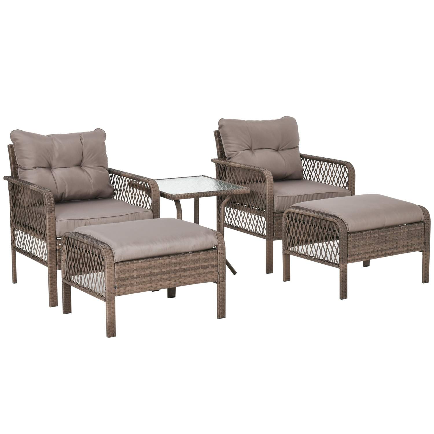 Rattan Havemøbelsæt 4 Pers Brun Sofa & Bord