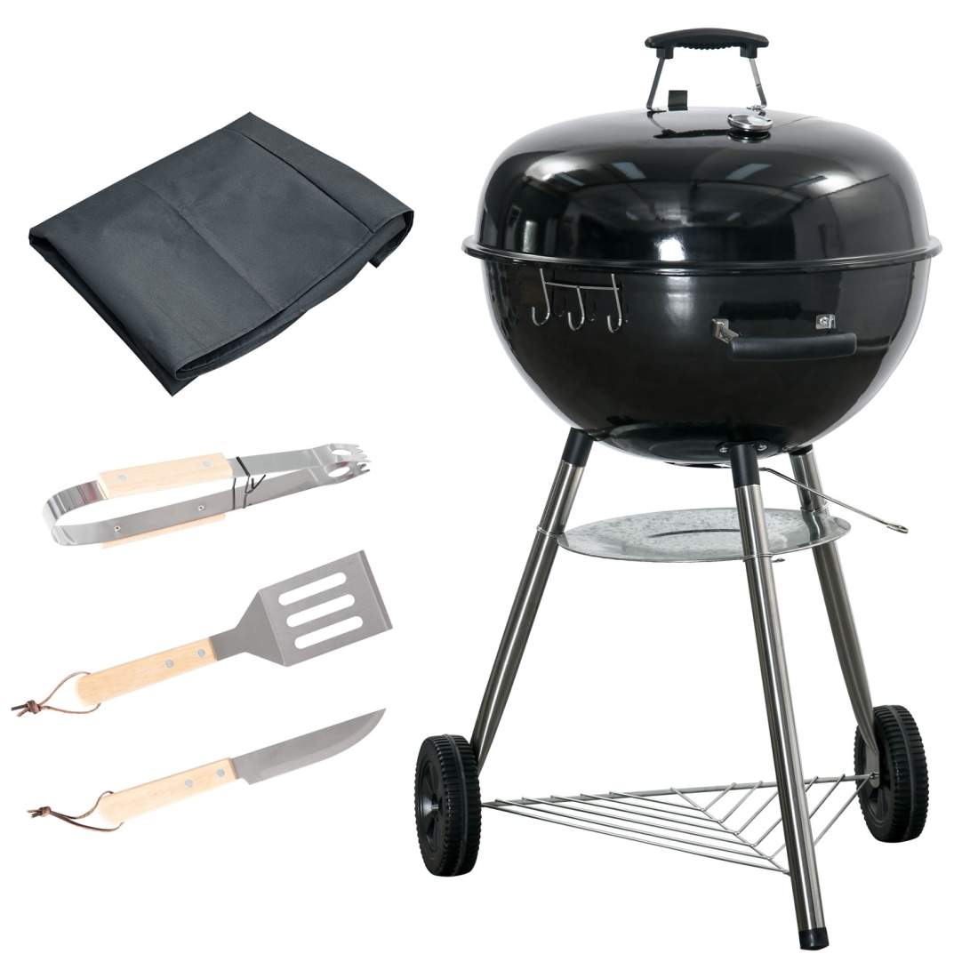 Rund Kolgrill med Lock och Termometer 65cm | Hem & Hobby | Pryloteket