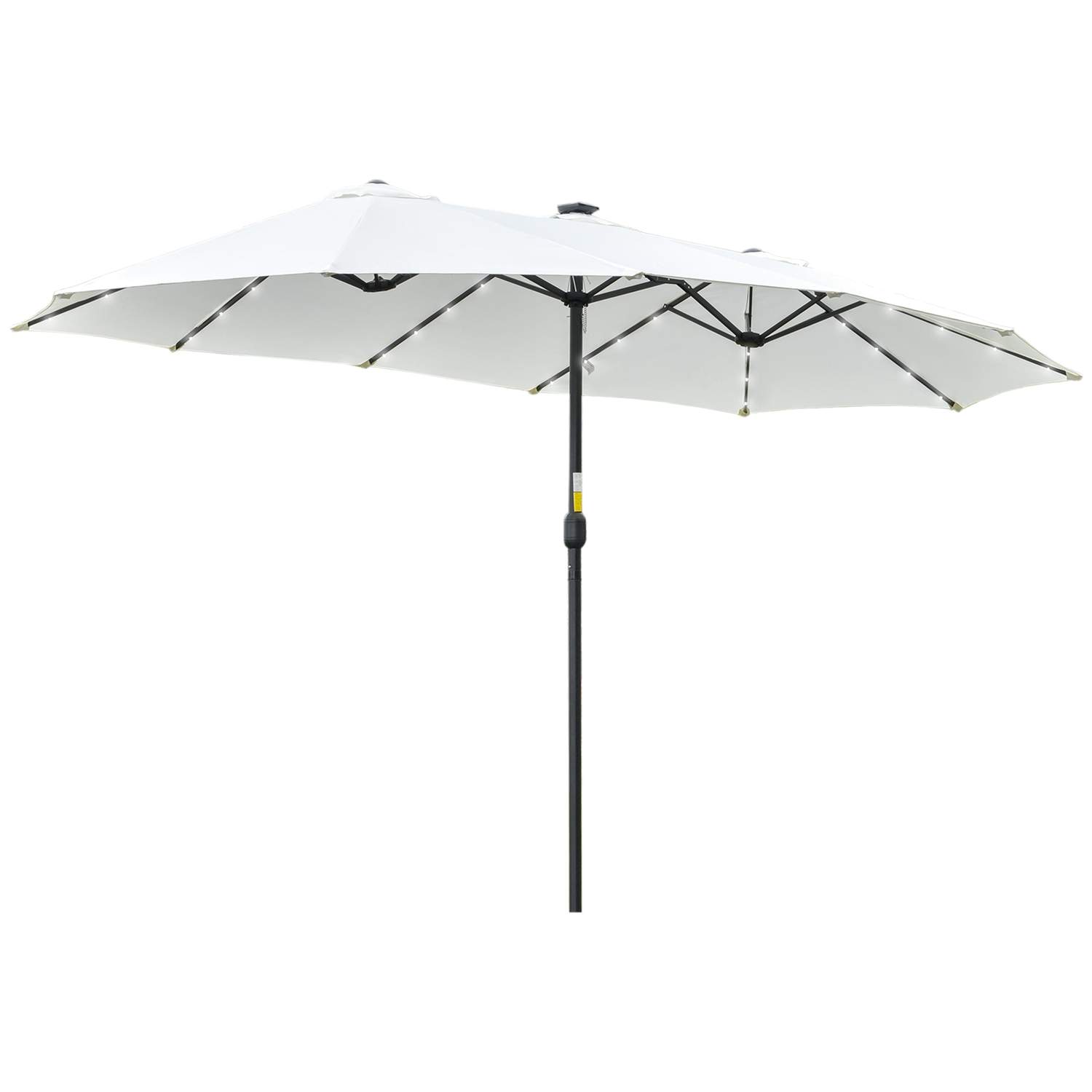 Dobbelt parasol 4,5 m LED Solar Sort/Creme