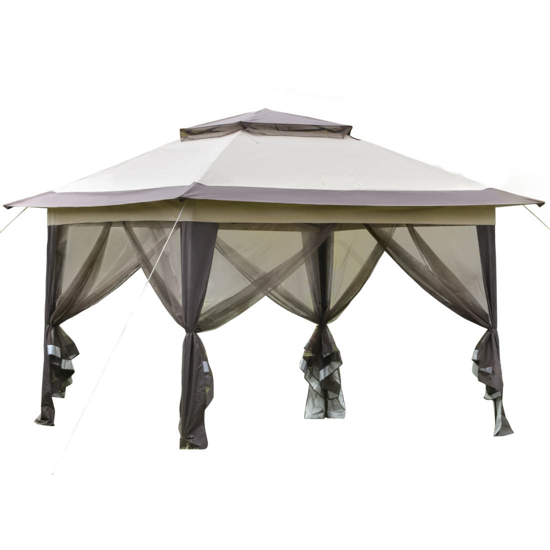 Brun hopfällbar paviljong med UV-skydd och mesh | Hem & Hobby | Pryloteket