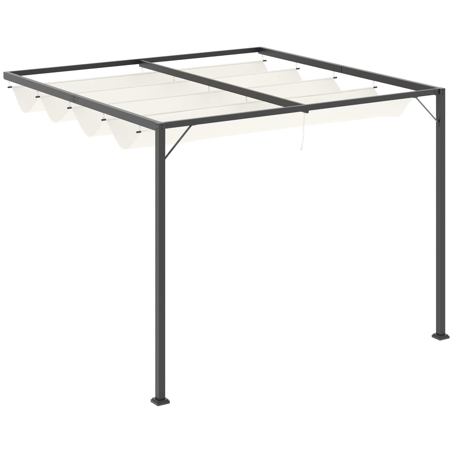 Cremehvid Pergola Gazebo 3x3m med stoftag
