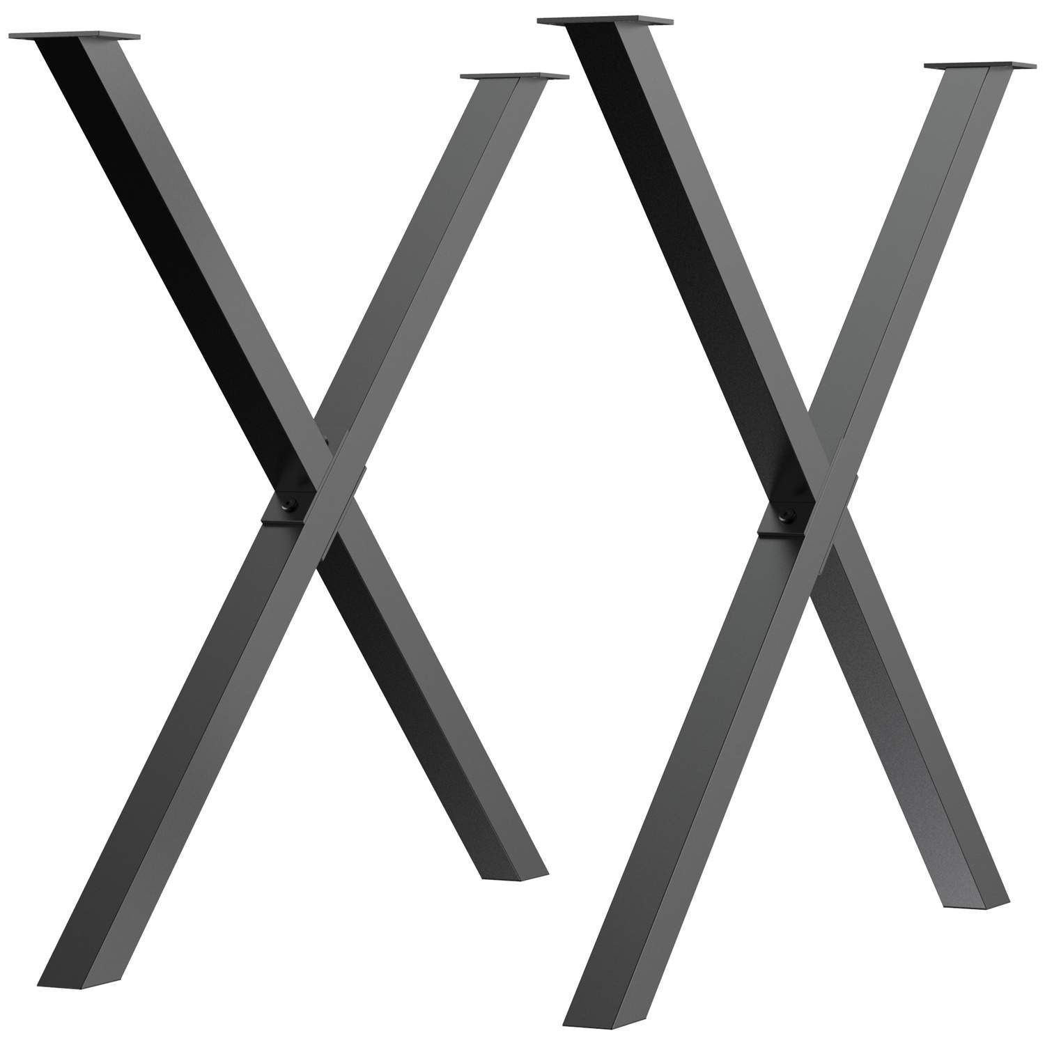Sorte X-formede bordben i stål 72cm, sæt med 2 stk