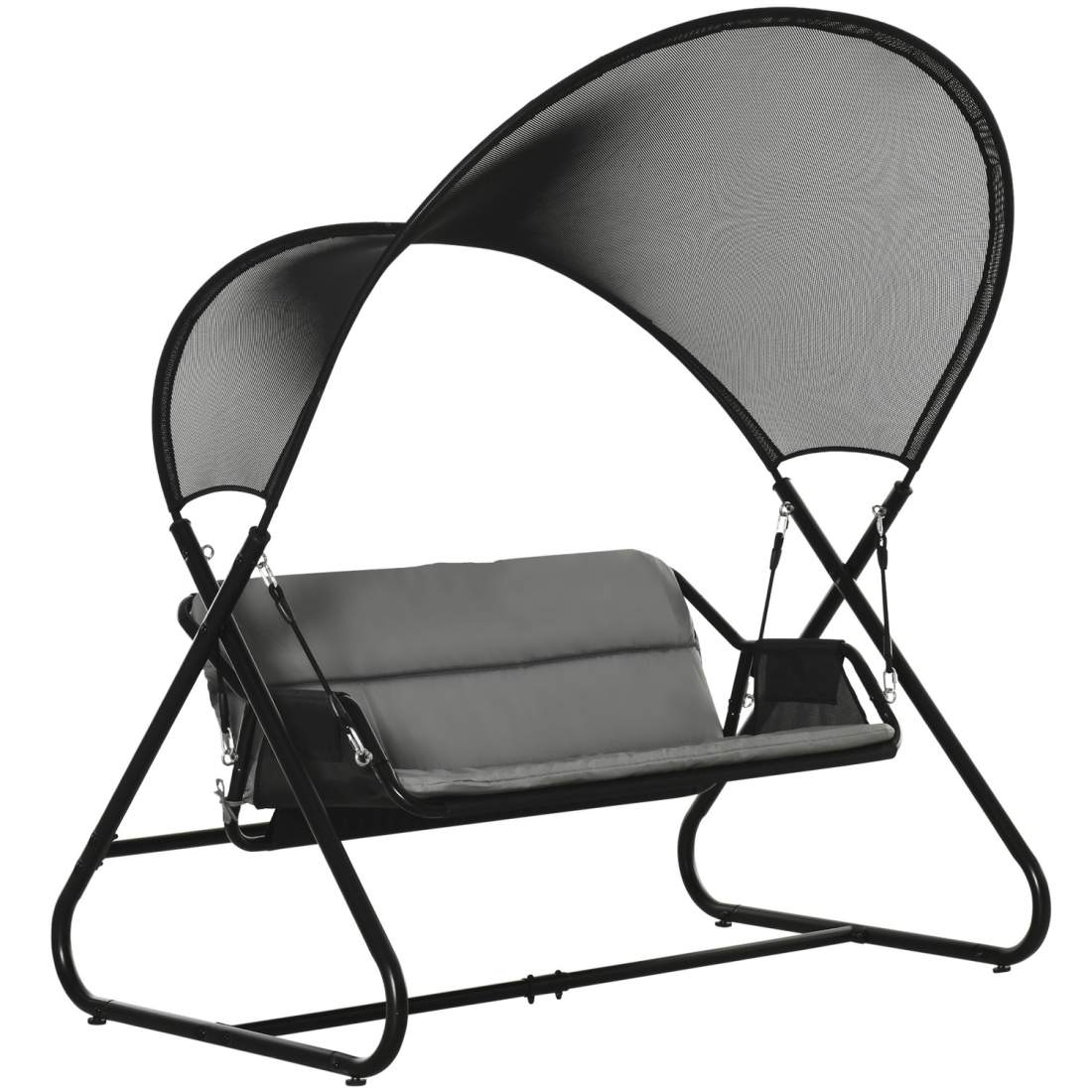 Utomhusgungbänk för 2 med dyna, svart 166x140x187 cm | Hem & Hobby | Pryloteket