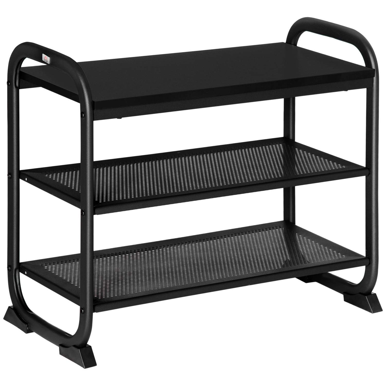 Industrielt skostativ 2-lags, sort stål, 6 par