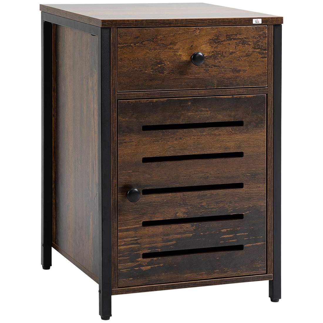 Rustikt Sängbord i Brun Spånskiva och Stål | Hem & Hobby | Pryloteket