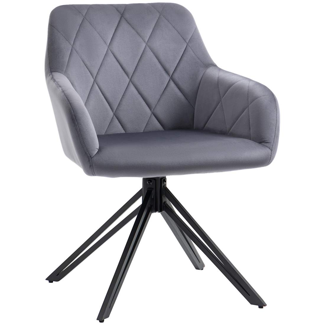 Stoppad Stålgrå Sammetsstol med Armstöd | Hem & Hobby | Pryloteket