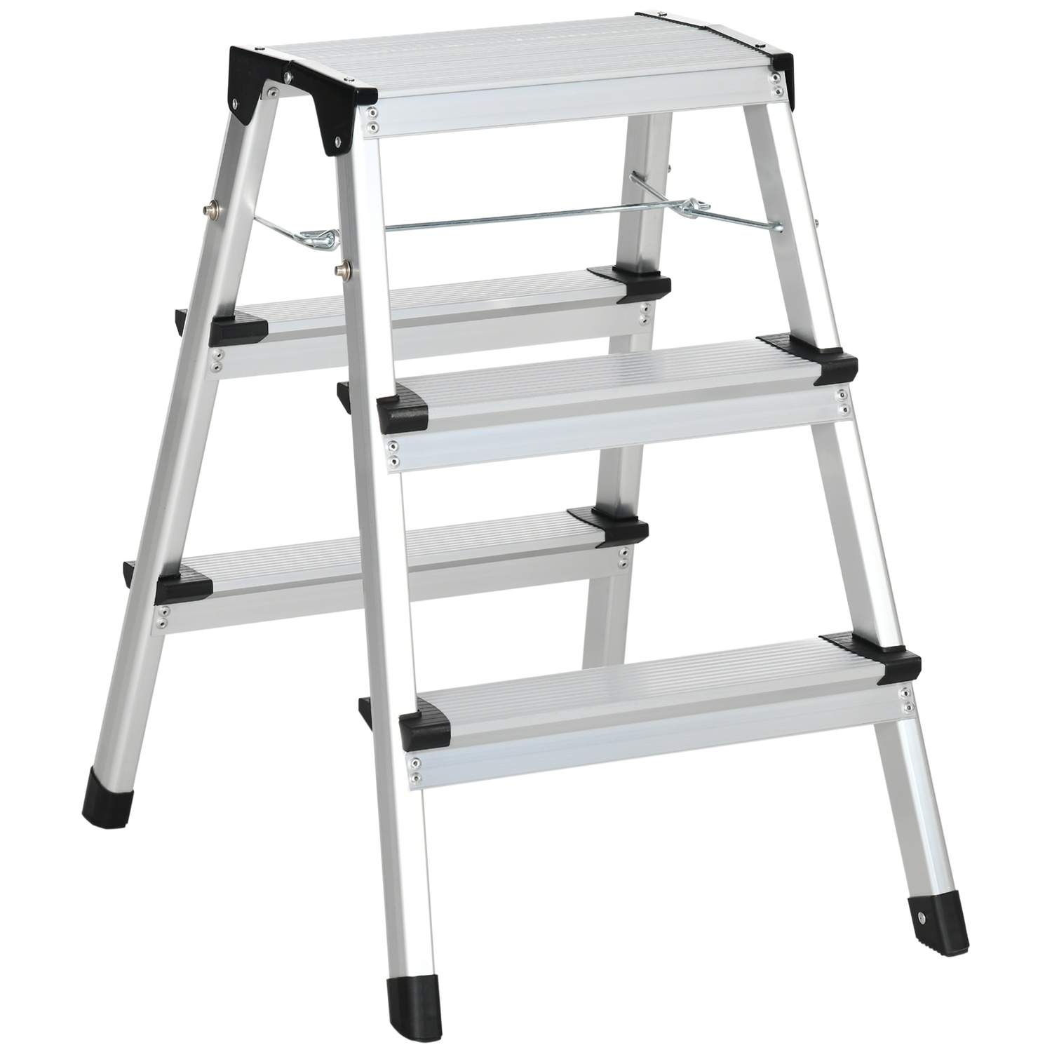 Sammenfoldelig aluminiumsstige, 3 trin, skridsikker, 150 kg