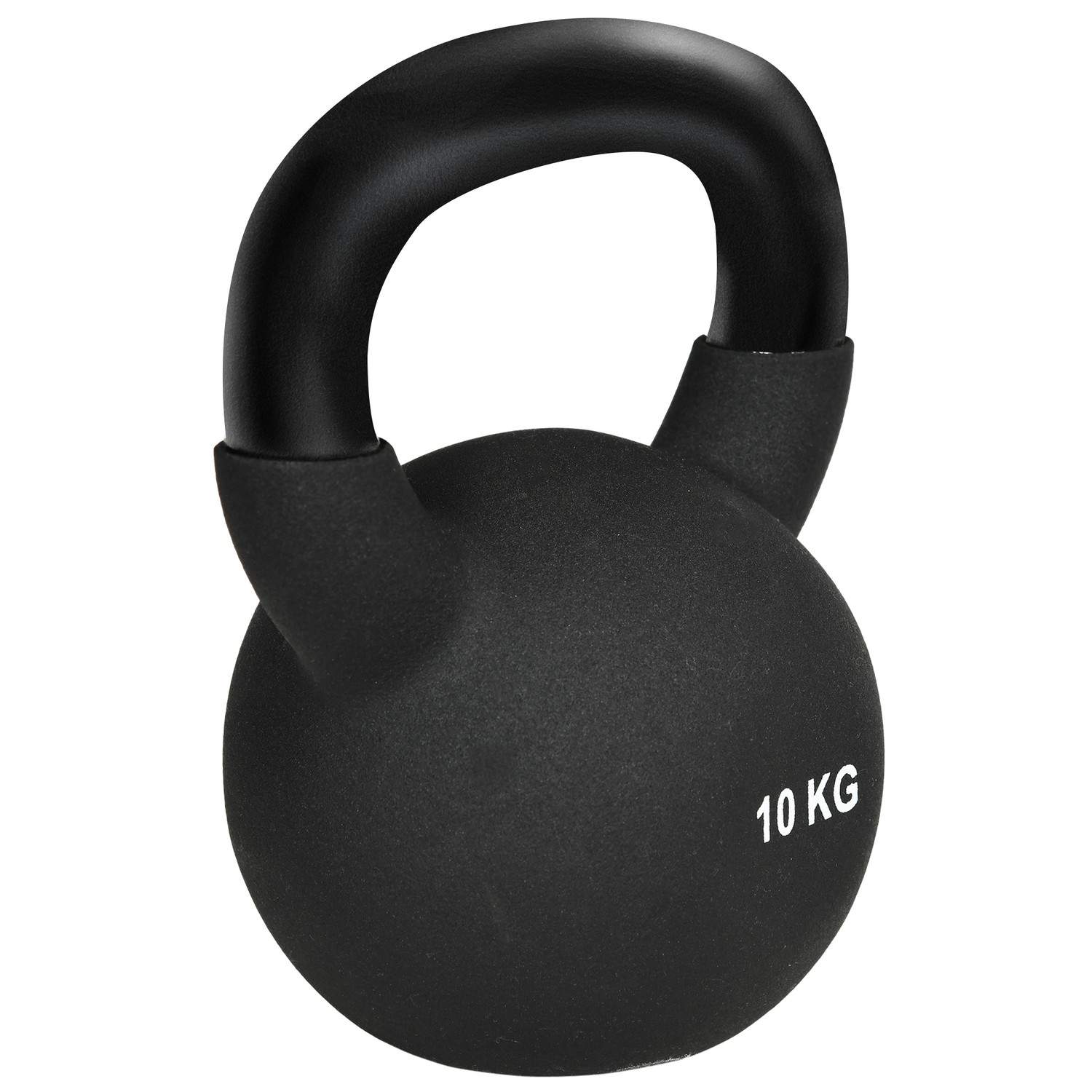 Sort Støbejern Kettlebell 10 kg Neopren belagt