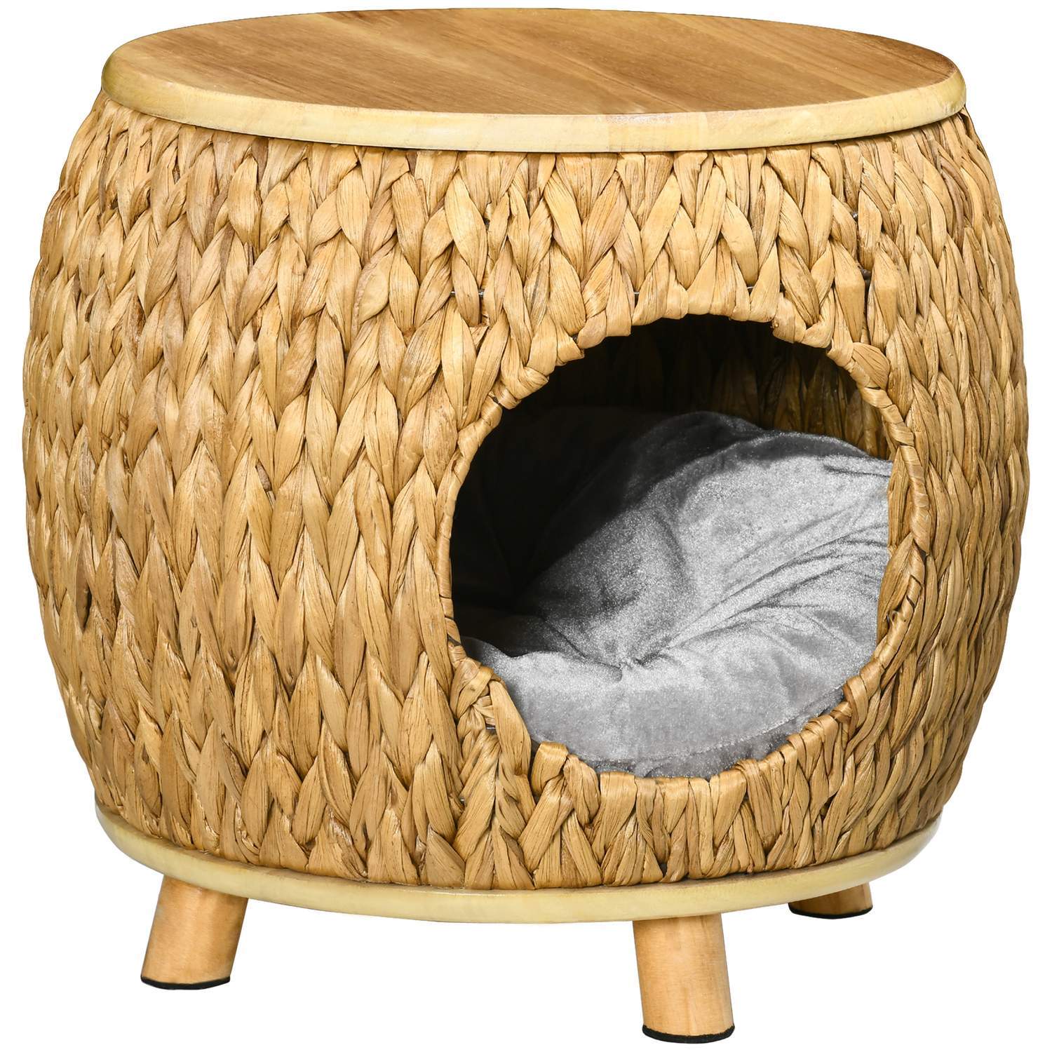 Rattan Kattgrotta 2-i-1 Korg med Kudde, Ljusbrun | Hem & Hobby | Pryloteket