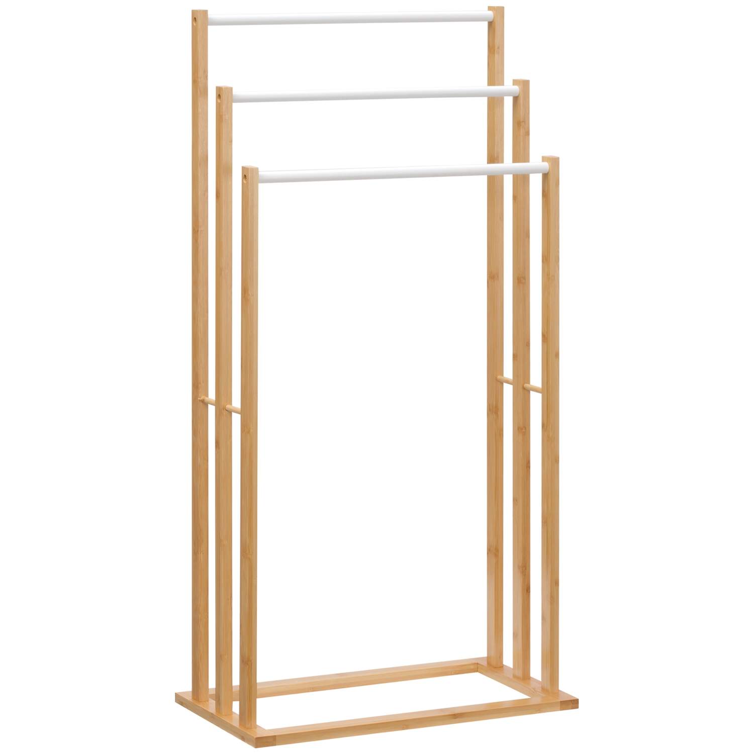 Fritstående håndklædestativ Bambus 3 stænger 48x25,8x94Cm
